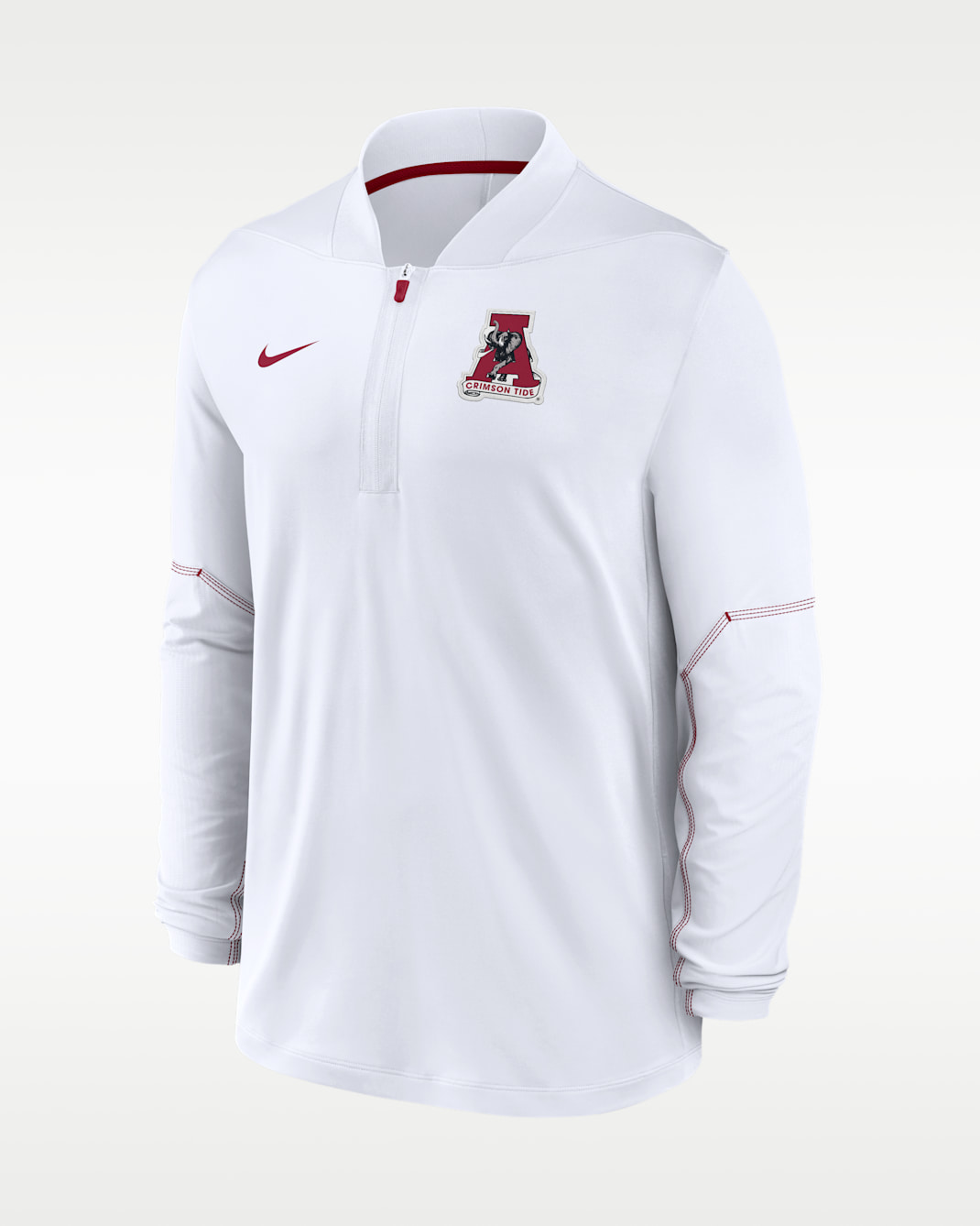 Alabama Sideline Men's Nike Dri-FIT College 1/2-Zip Top - White/Team Crimson