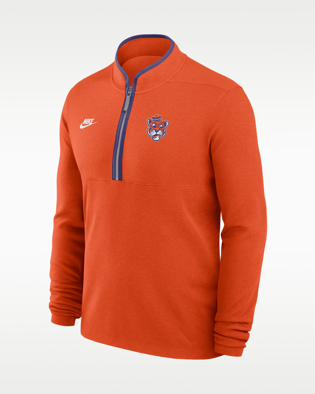 Sudadera universitaria Nike Dri-FIT de medio cierre para hombre Clemson Courtside - Naranja/Morado