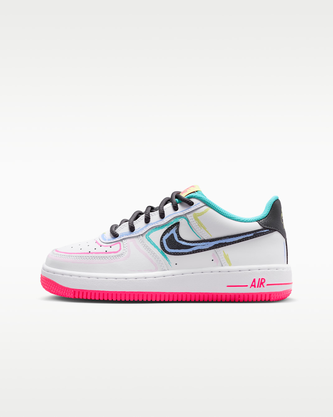 Nike Air Force 1 Big Kids' Shoes - White/Hyper Pink/Dusty Cactus/Anthracite