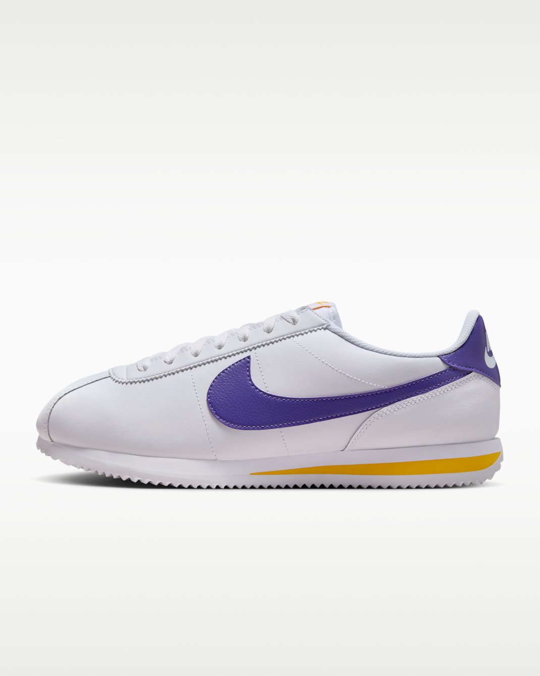 Nike Cortez 皮革男鞋 - 白色/Varsity Maize/Varsity Purple