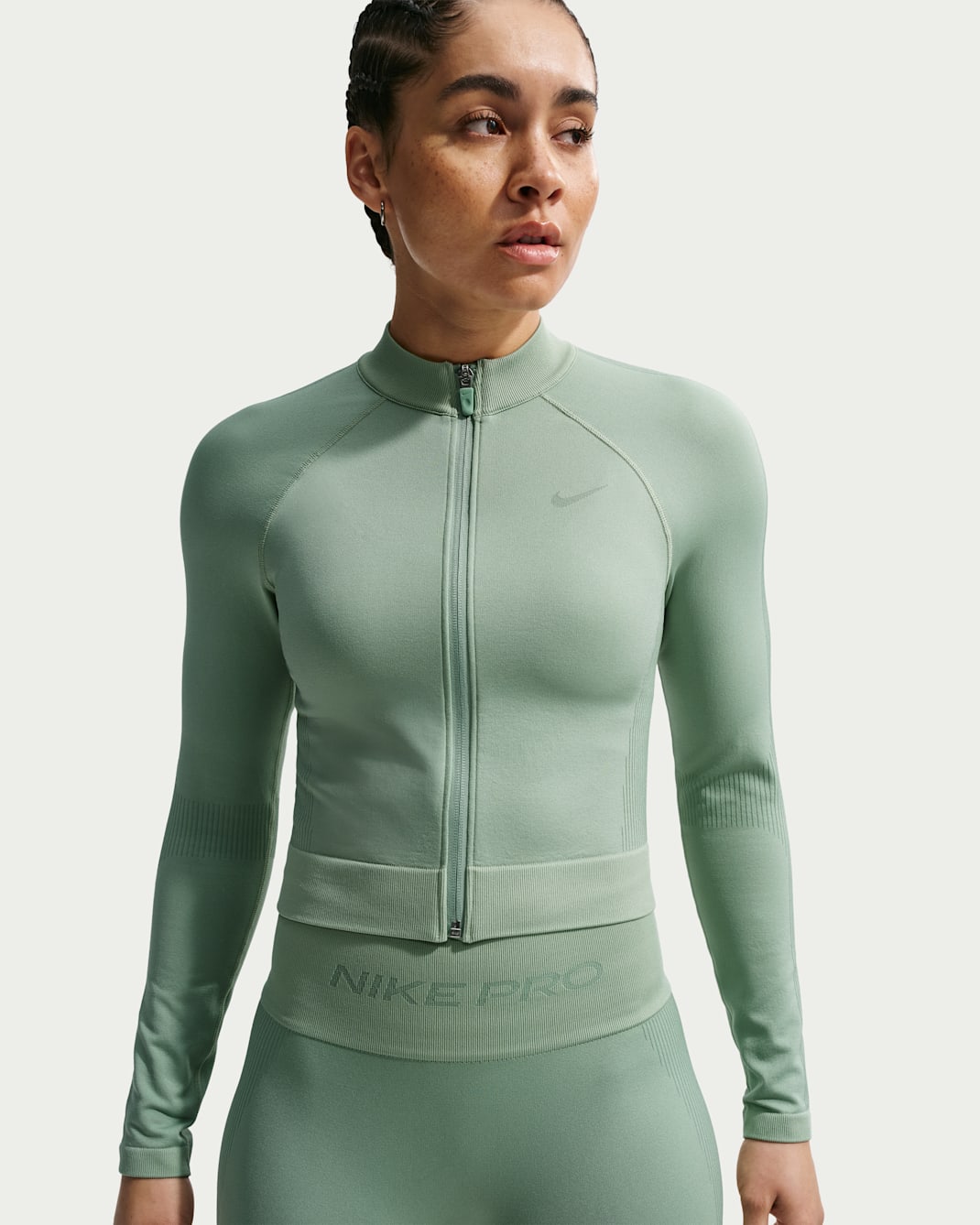 Nike Pro Seamless Women's Full-Zip Training Top - Steam