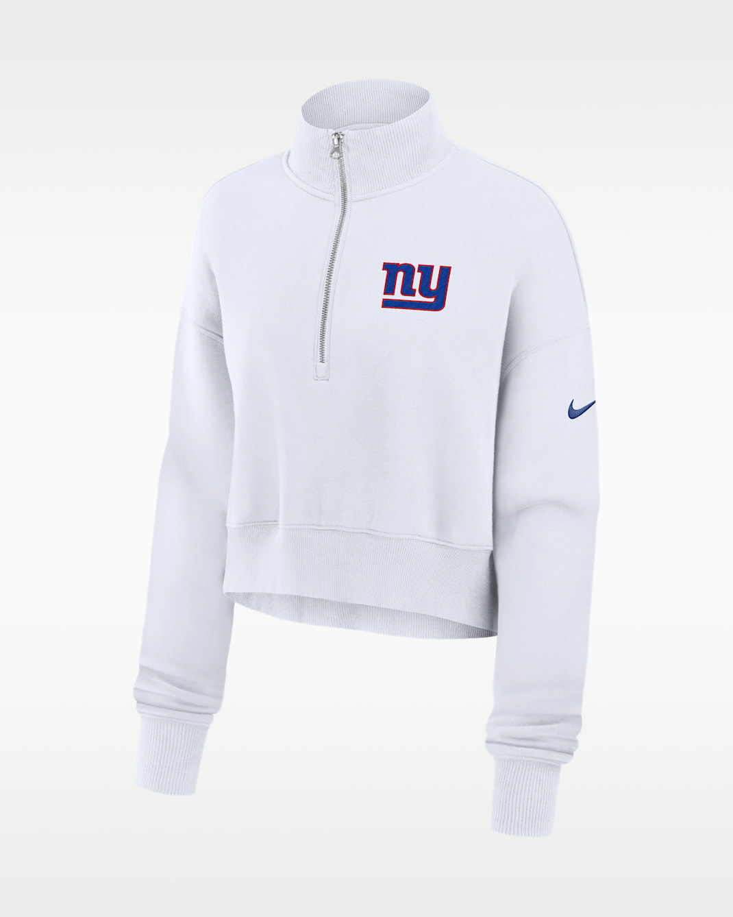 New York Giants Primetime Phoenix Women's Nike NFL Oversized Cropped 1/4-Zip Crew - White