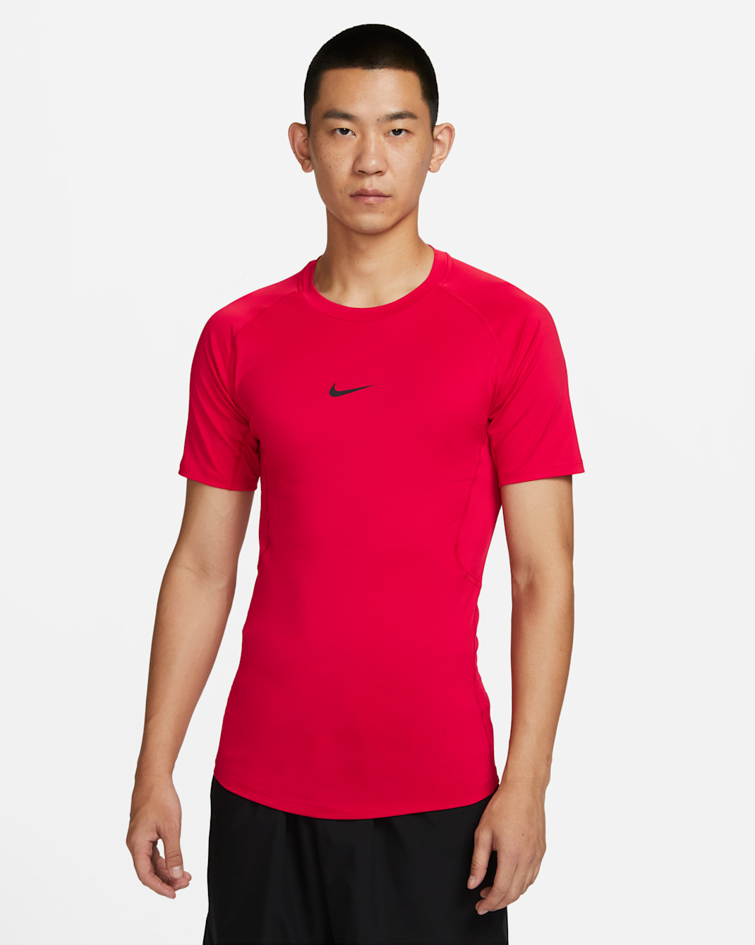 Nike Pro Men's Dri-FIT Tight Short-Sleeve Fitness Top - University Red/Black