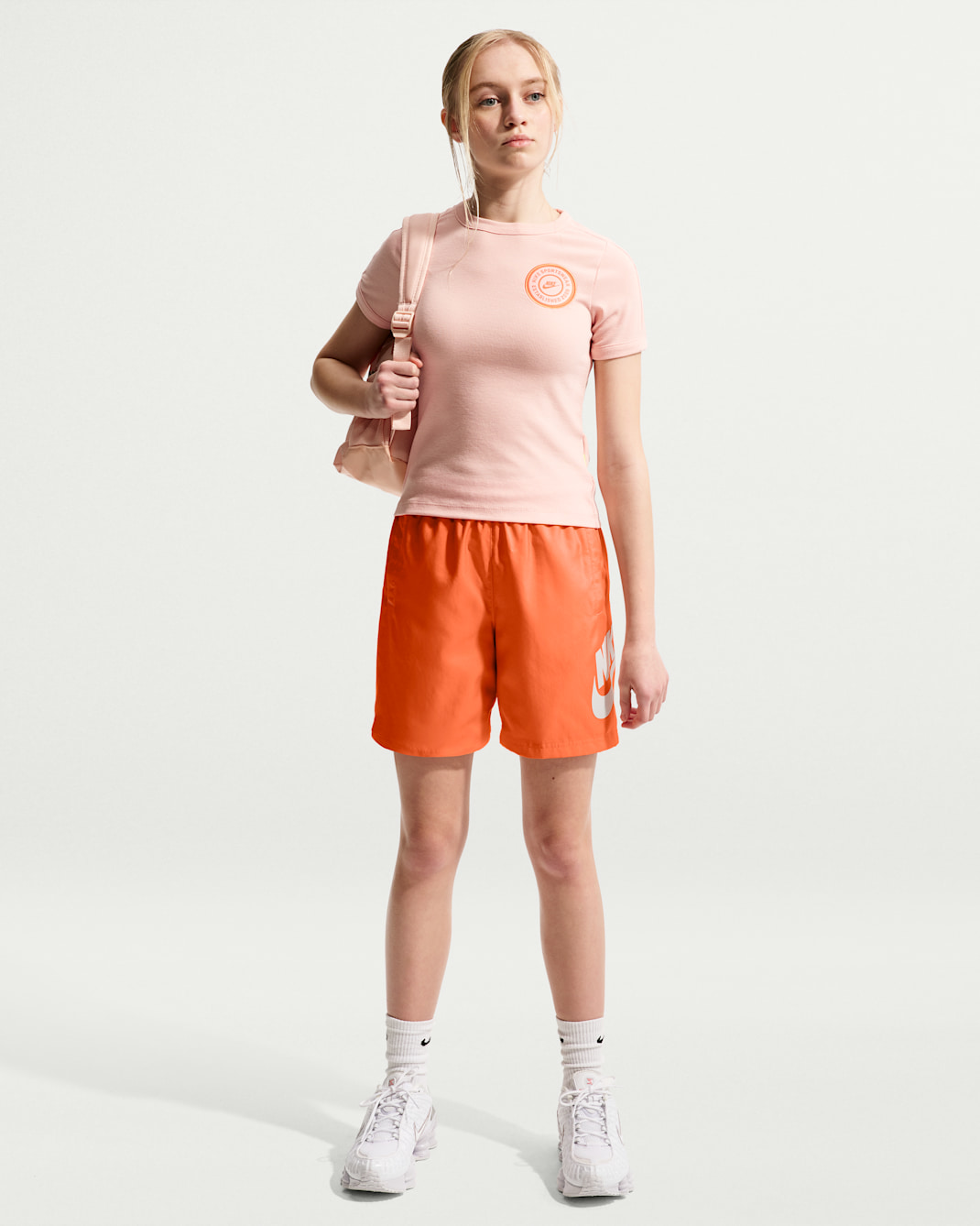 Nike Sportswear Club Older Kids' 15cm (approx.) Woven Shorts - Turf Orange/White