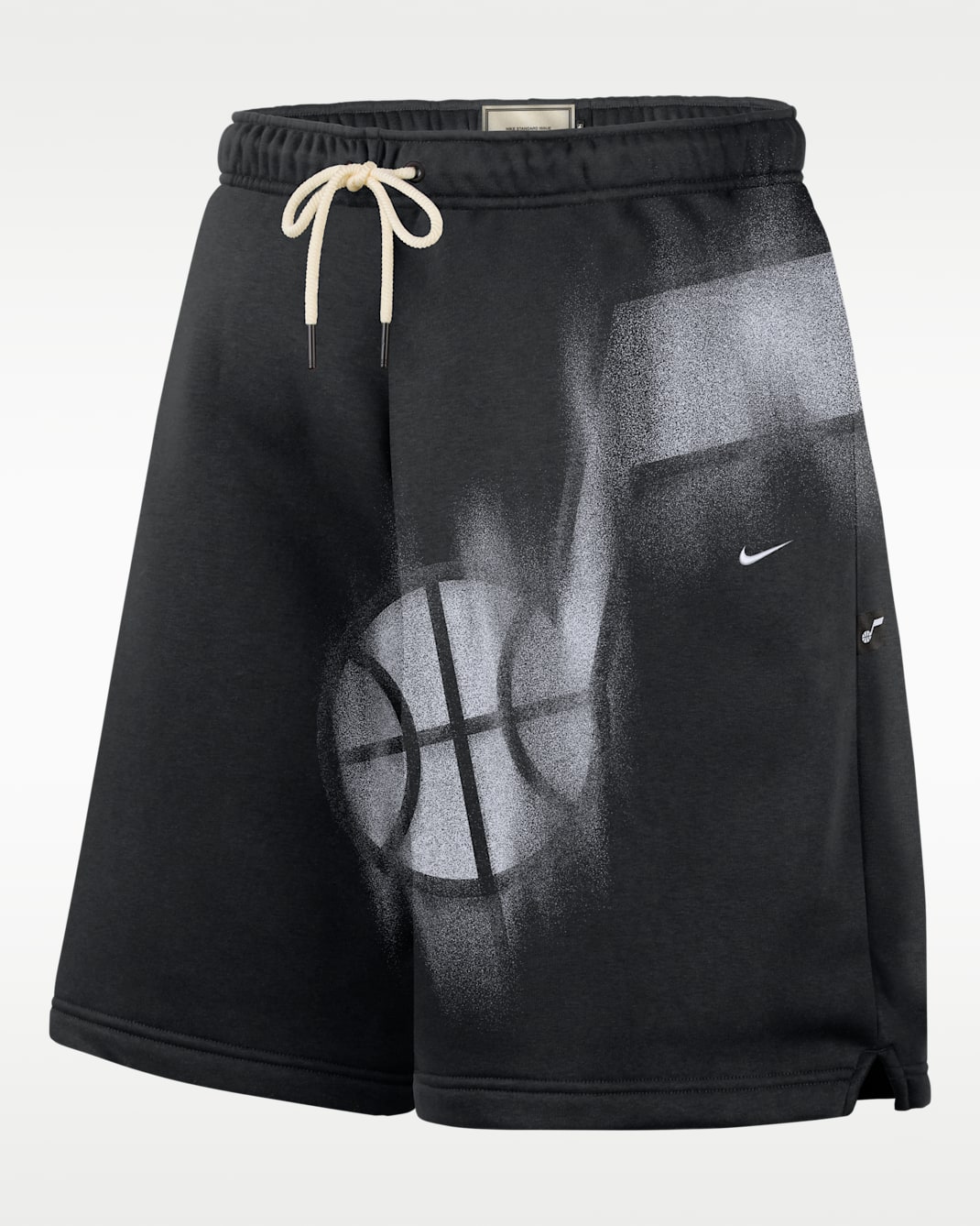 Shorts de básquetbol de tejido Fleece para hombre Utah Jazz Standard Issue - Negro/Blanco
