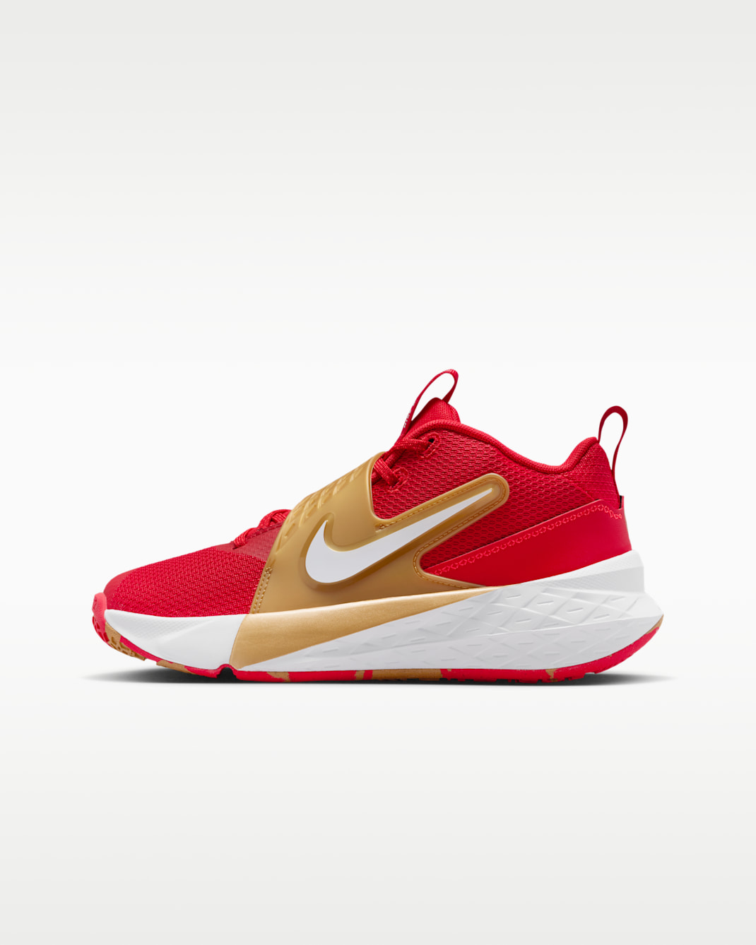 Nike Team Hustle D 12 Older Kids' Basketball Shoes - University Red/Metallic Gold/Bright Crimson/White