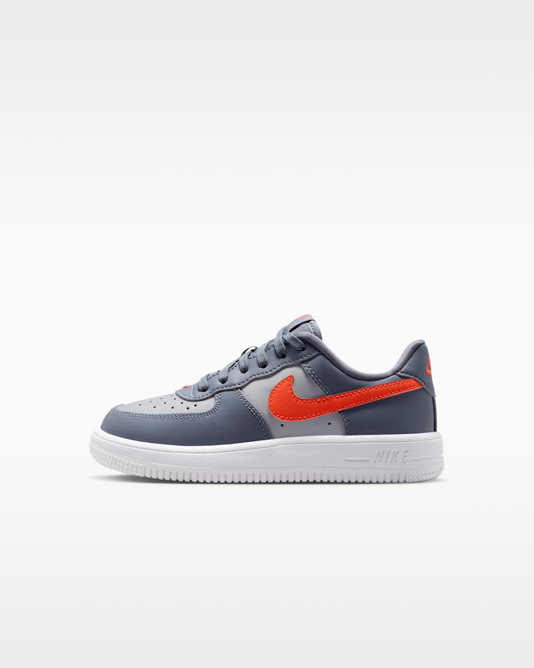 Tenis para niños de preescolar Nike Force 1 Low - Gris cemento/Carbón claro/Blanco/Naranja team