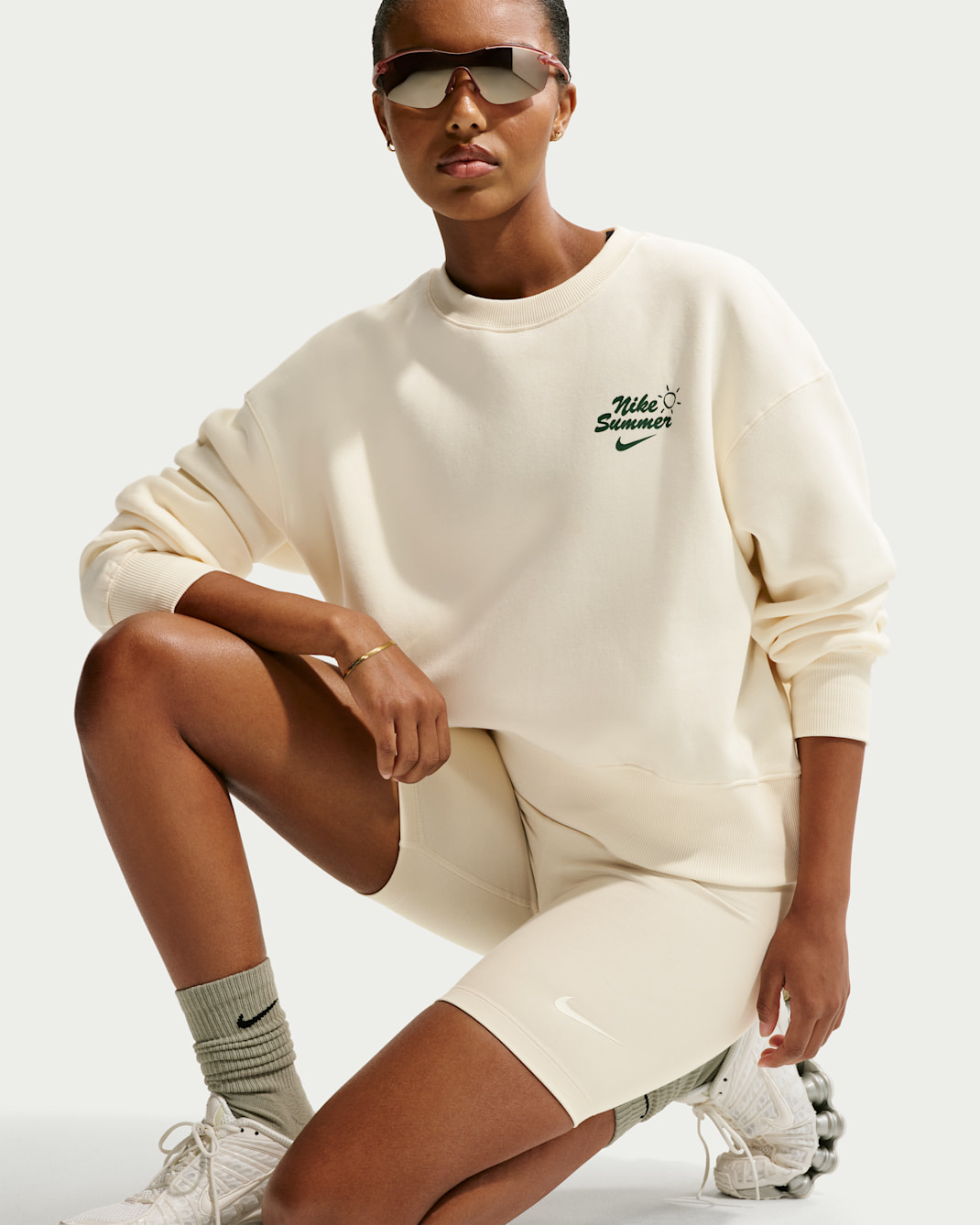 Nike Sportswear Phoenix Fleece oversized sweatshirt met ronde hals voor dames - Pale Ivory