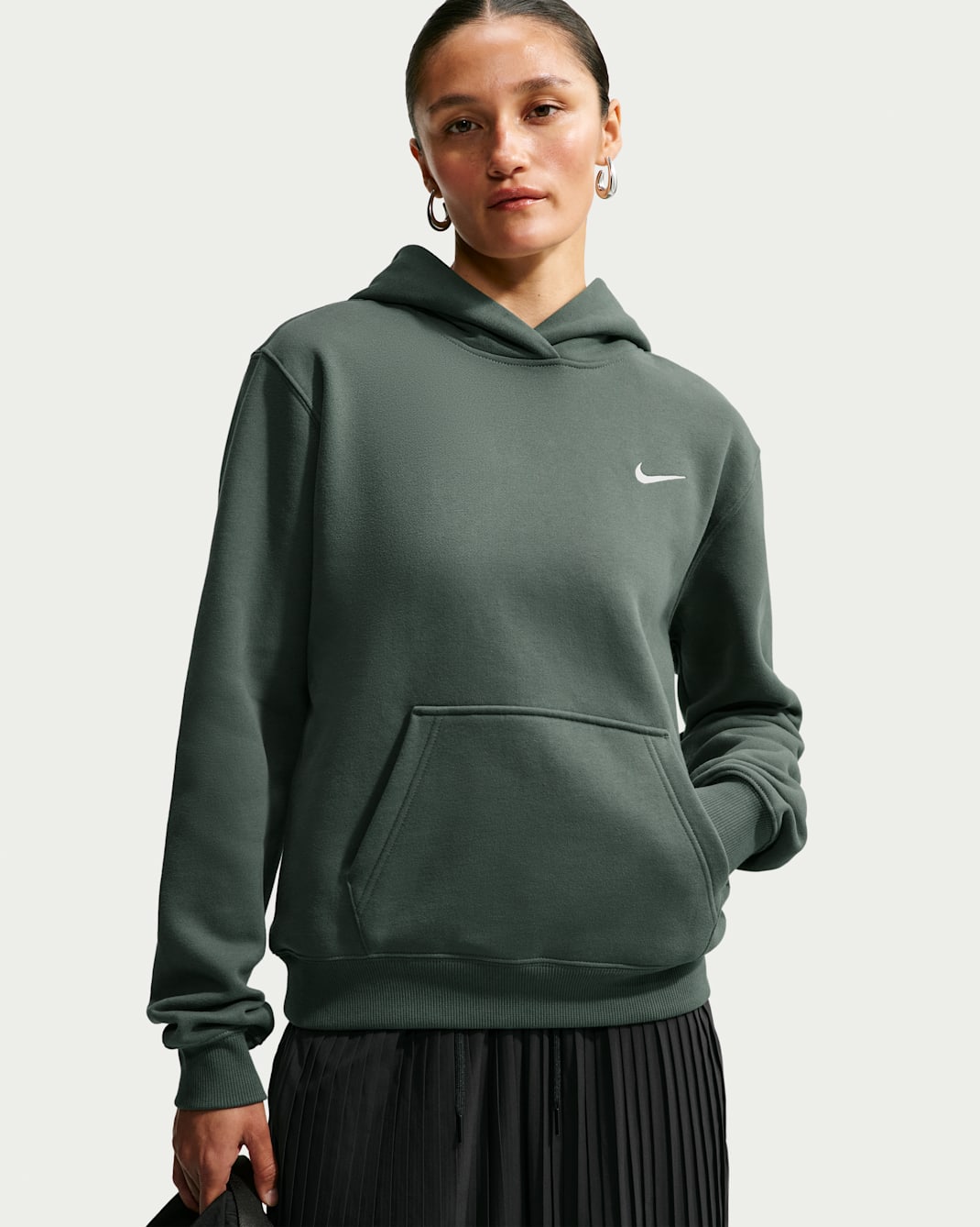 Nike Studio Fleece Medium Weight Women's Pullover Hoodie - Camo Green/Sail