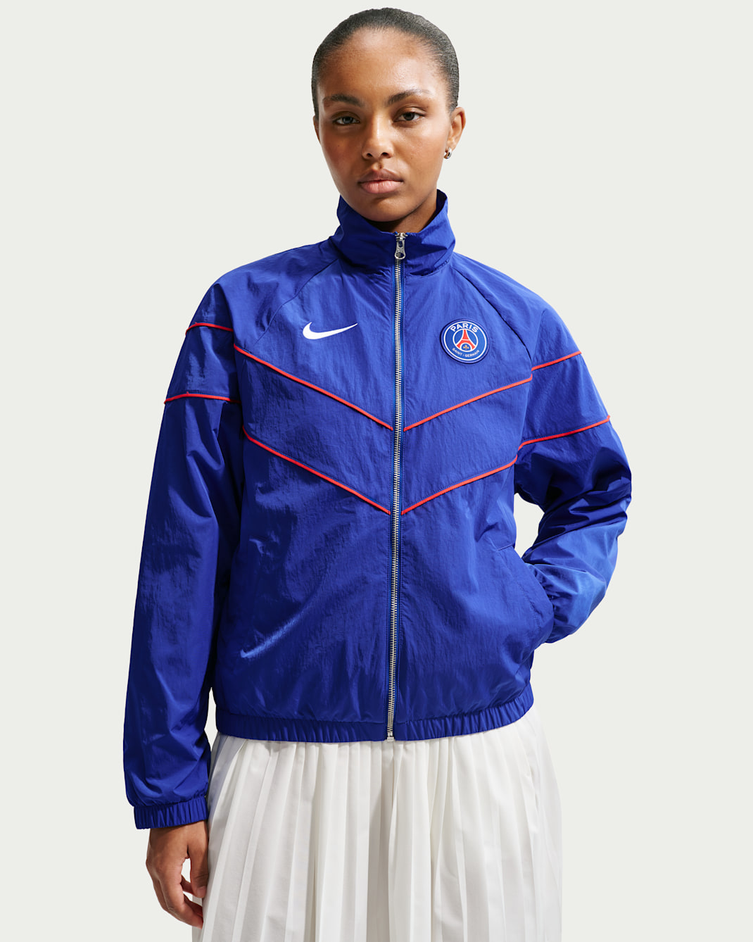 Paris Saint-Germain Windrunner Home Women's Nike Football UV Woven Full-Zip Anthem Jacket - Old Royal/University Red/White