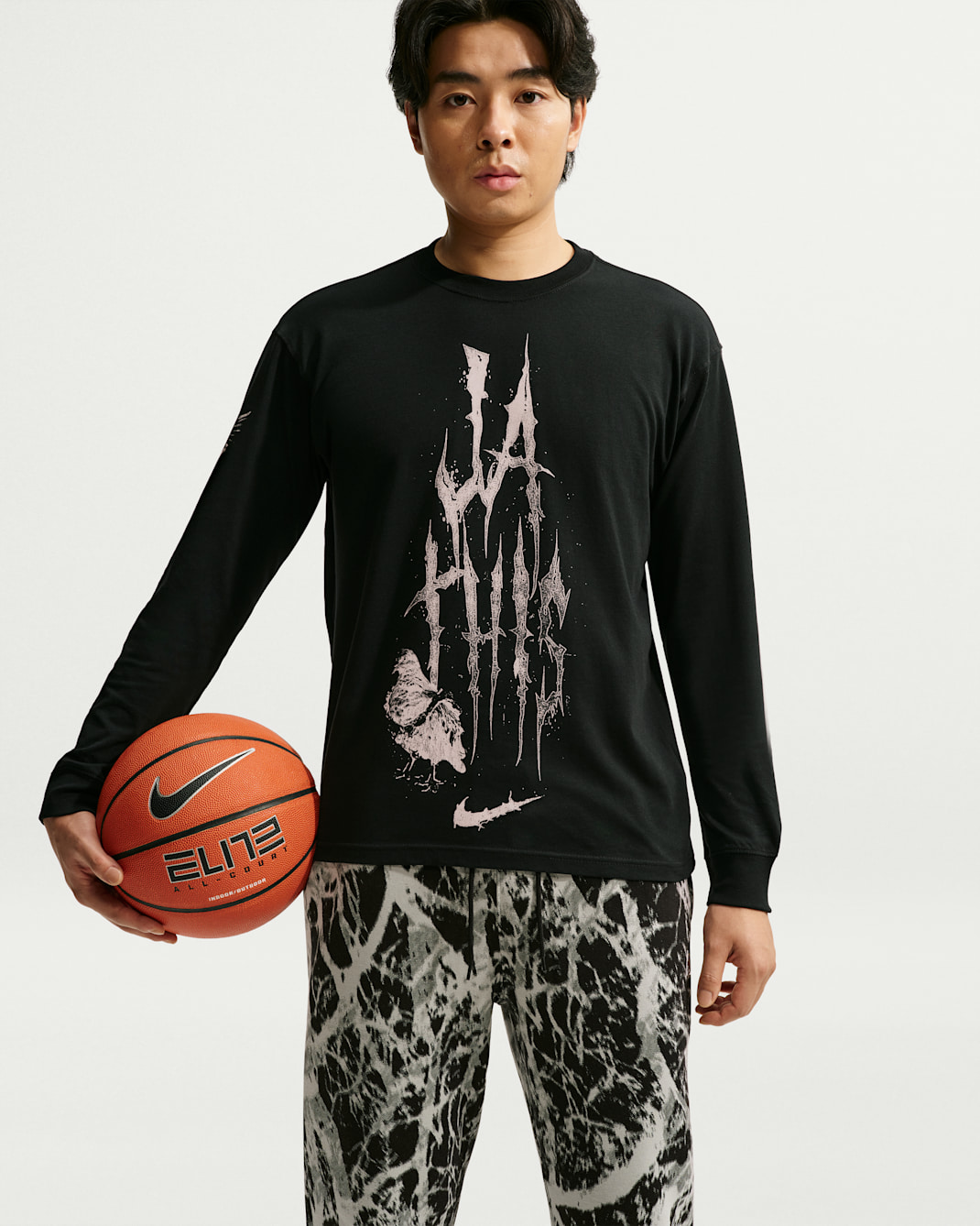 Ja Nike Essential Men's Long-Sleeve Basketball T-Shirt - Black/Bright Violet/Orange Pulse/White