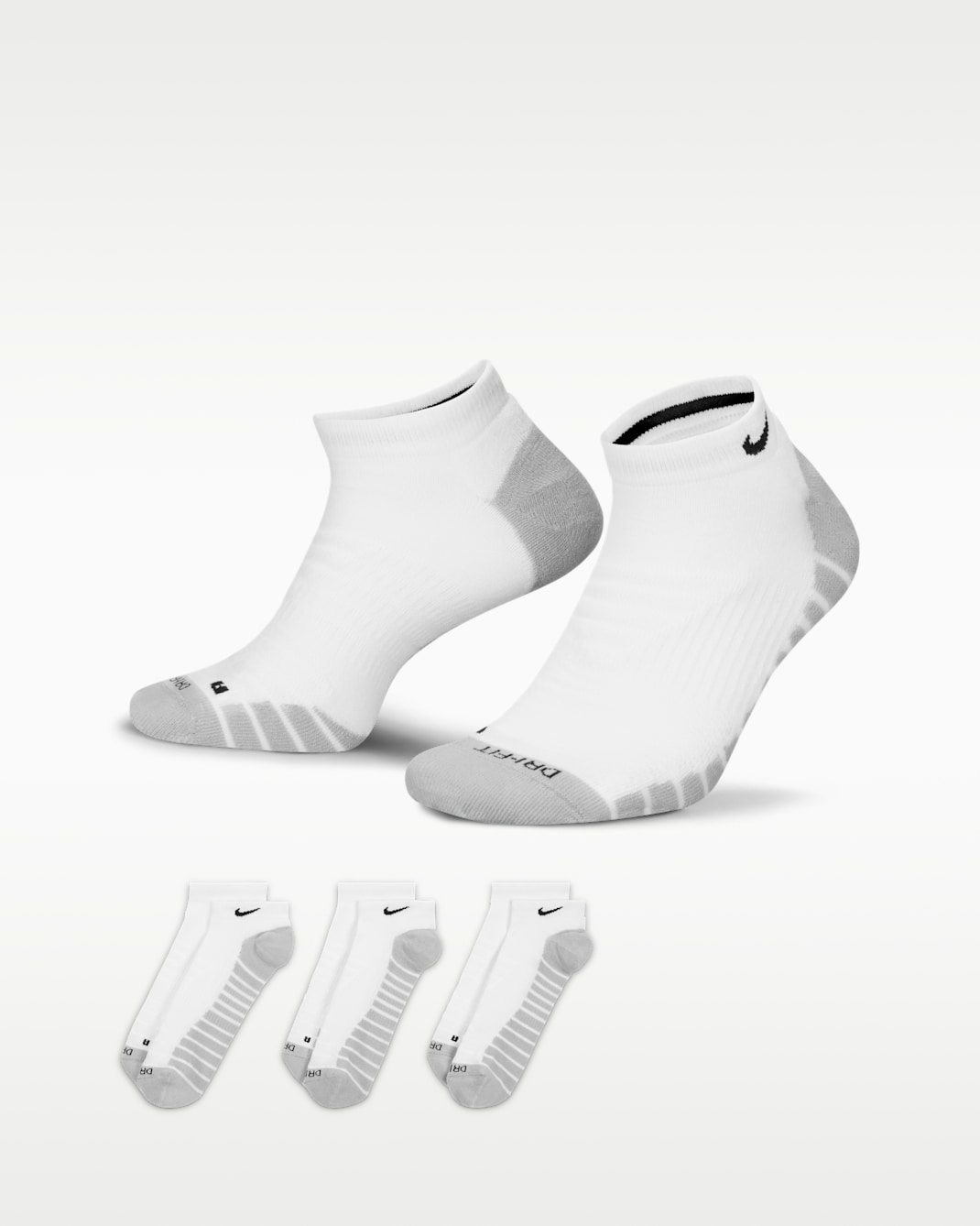 Nike Everyday Max Cushioned Training No-Show Socks (3 Pairs) - White/Wolf Grey/Black