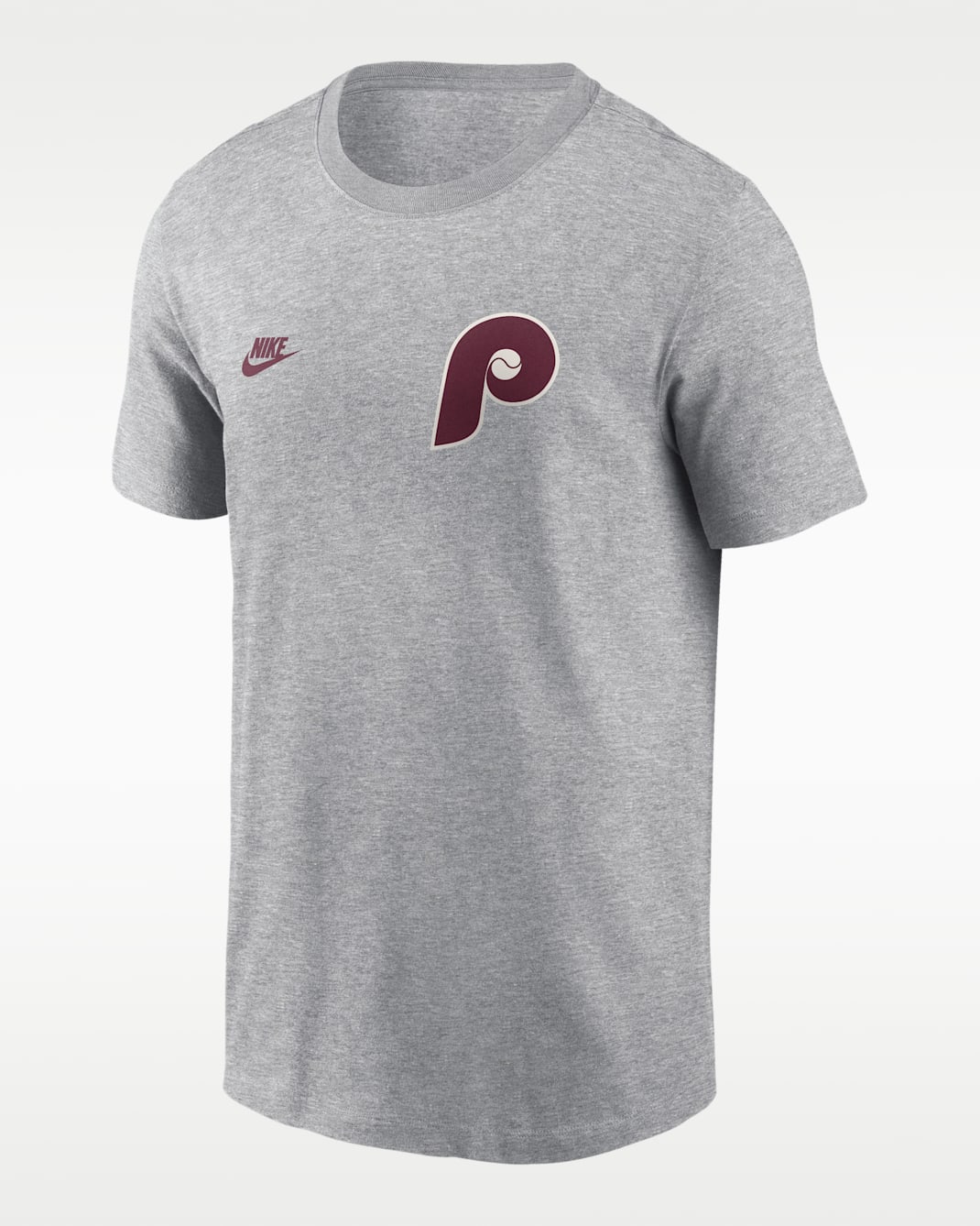 Philadelphia Phillies Cooperstown 2-Hit Large Logo Men's Nike MLB T-Shirt - Charcoal Heather