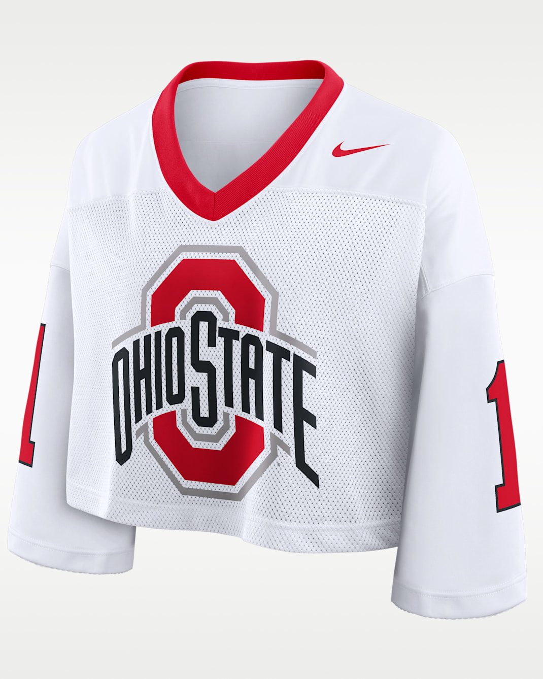 Ohio State Logo Women's Nike Dri-FIT College Cropped Jersey - White/University Red