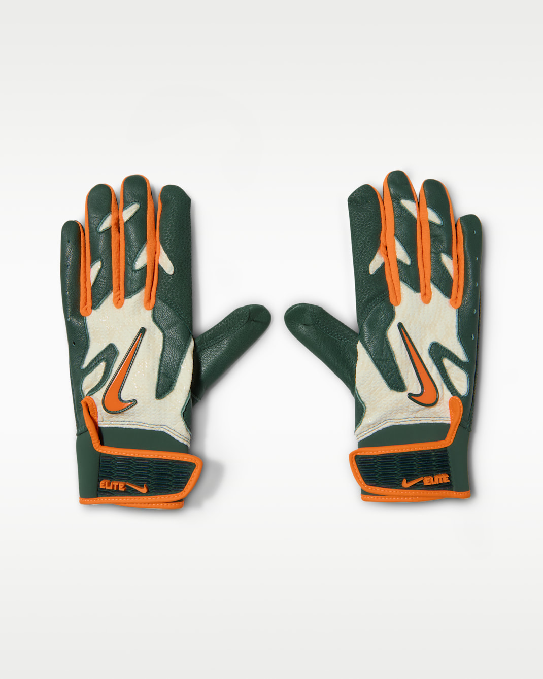 Guantes de bateo de béisbol Nike Alpha Elite 2.0 - Leche de coco/Verde pro/Naranja