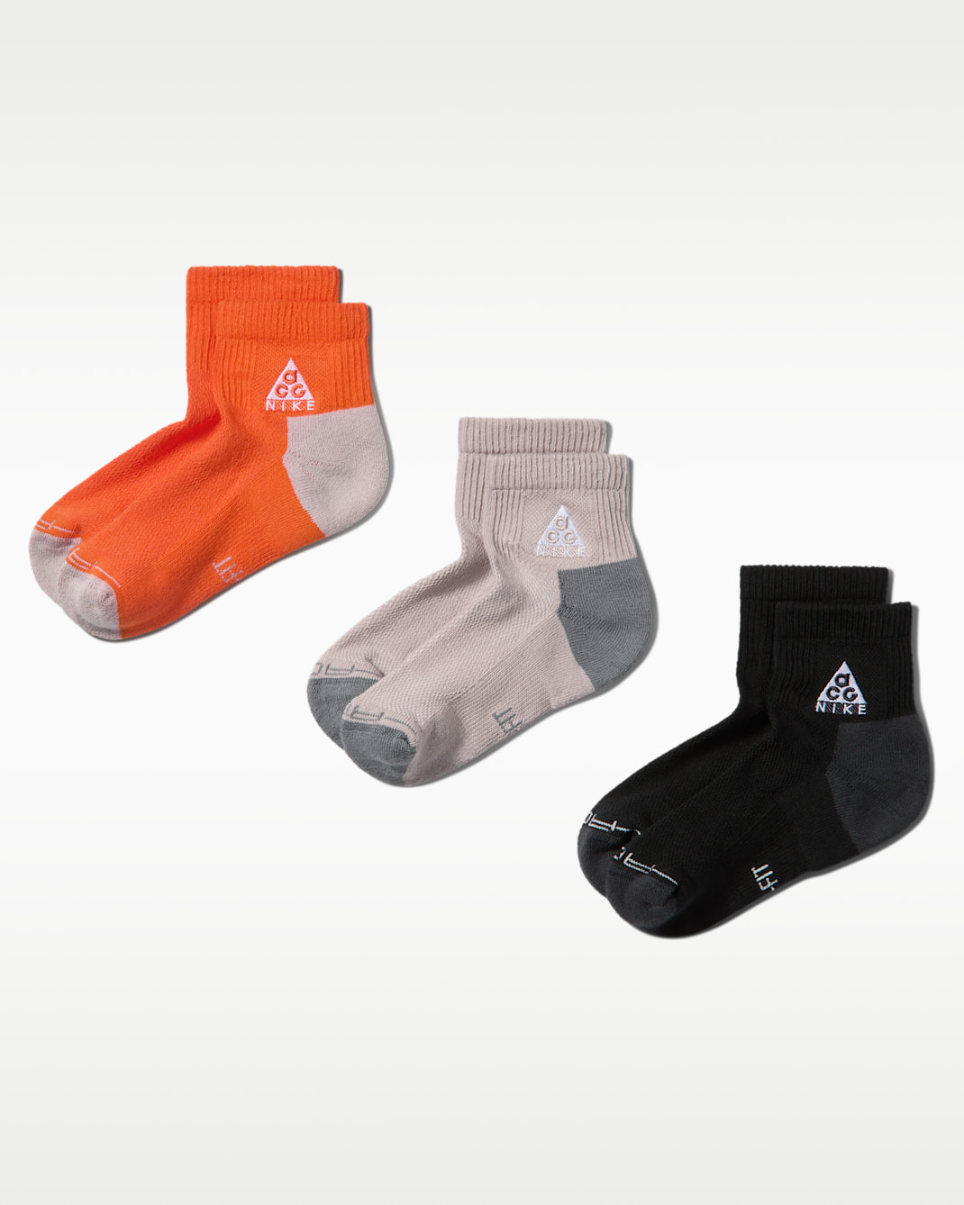 ACG Kids' Dri-FIT Explore Ankle Socks (3 Pairs) - Safety Orange