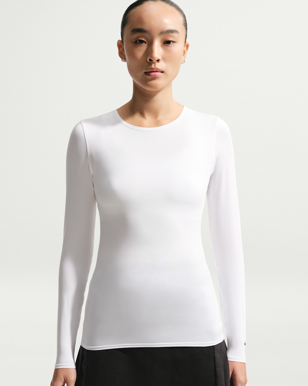 나이키 골프 클럽 여성 드라이 핏 UV 긴팔 골프 탑 - 화이트/블랙