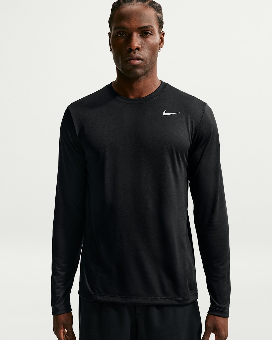 Nike Dri-FIT Legend Men's Long-Sleeve Fitness Top - Black/Matte Silver