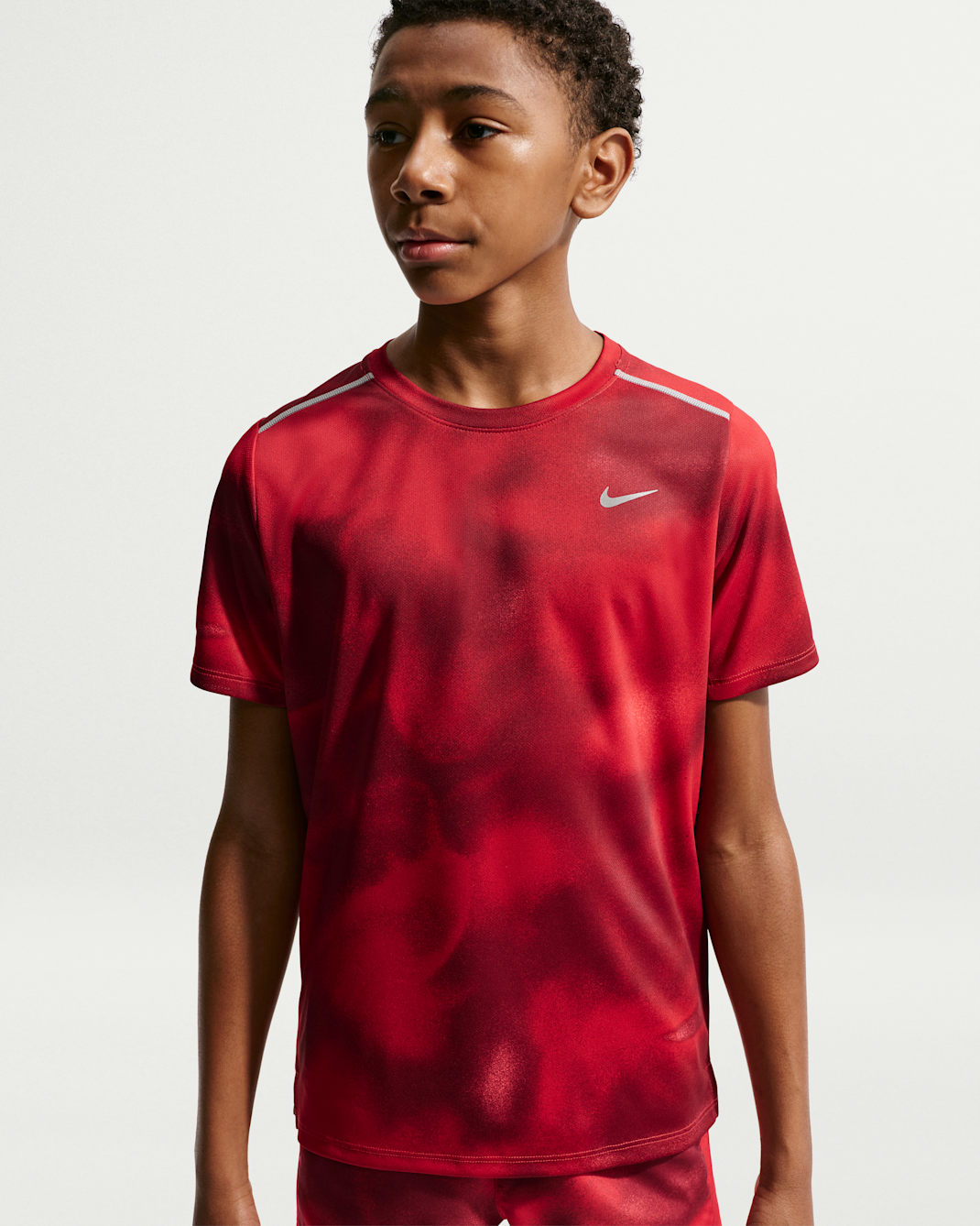 Kortärmad löpartröja Nike Miler Dri-FIT för barn - University Red