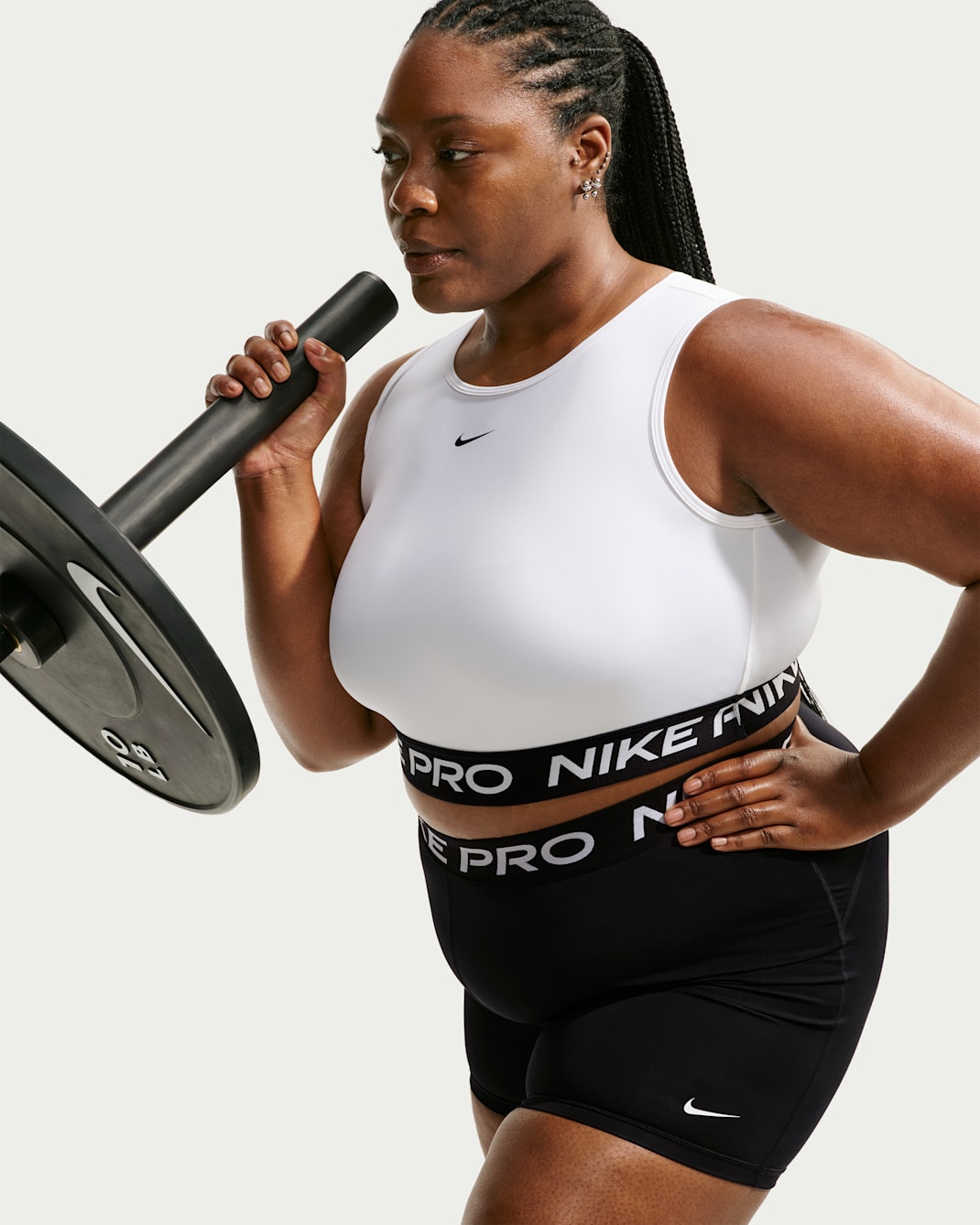 Nike Pro Women's Dri-FIT Cropped Tank Top (Plus Size) - White/Black