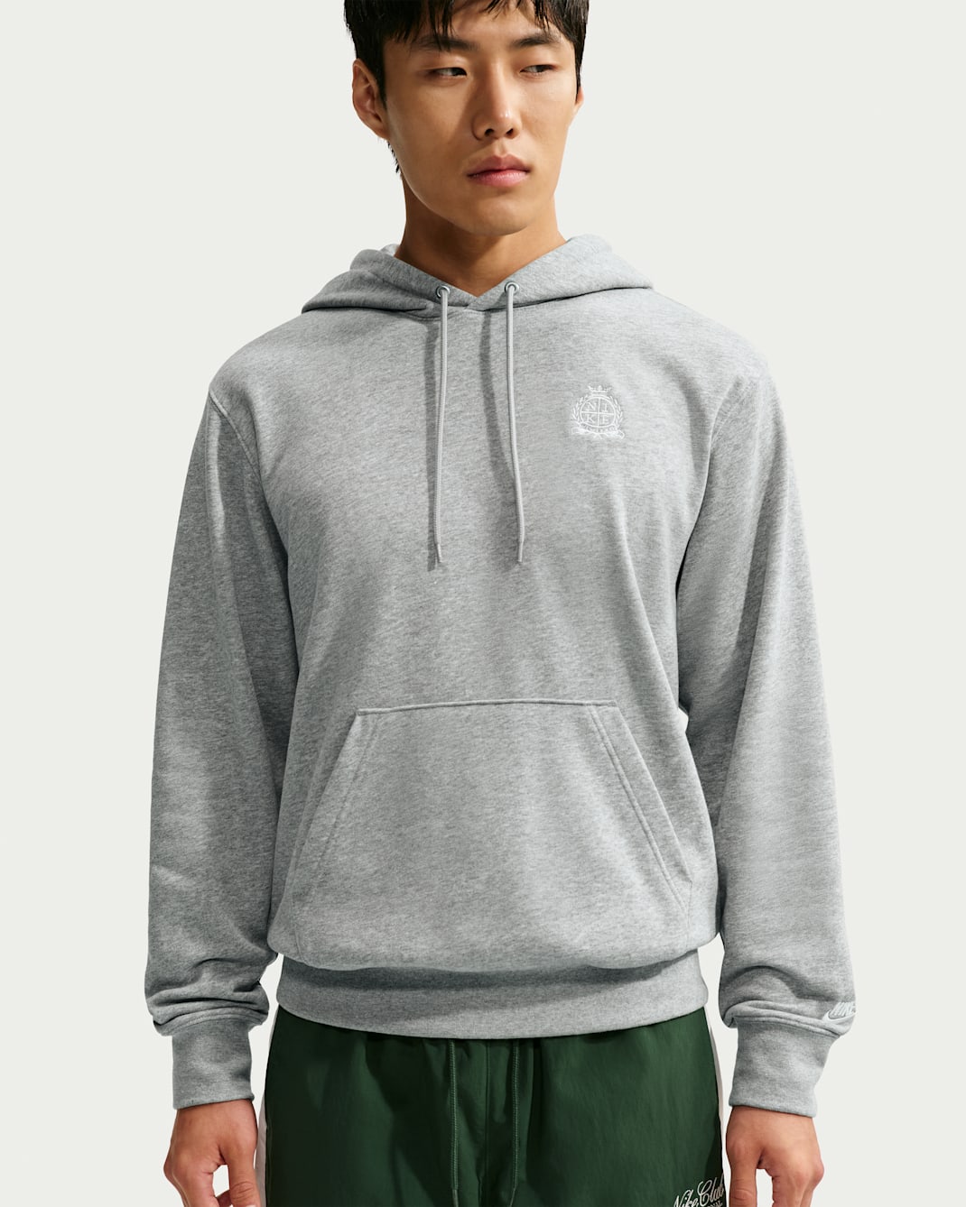 Nike Club Men's French Terry Hoodie - Dark Grey Heather/Light Smoke Grey/Phantom