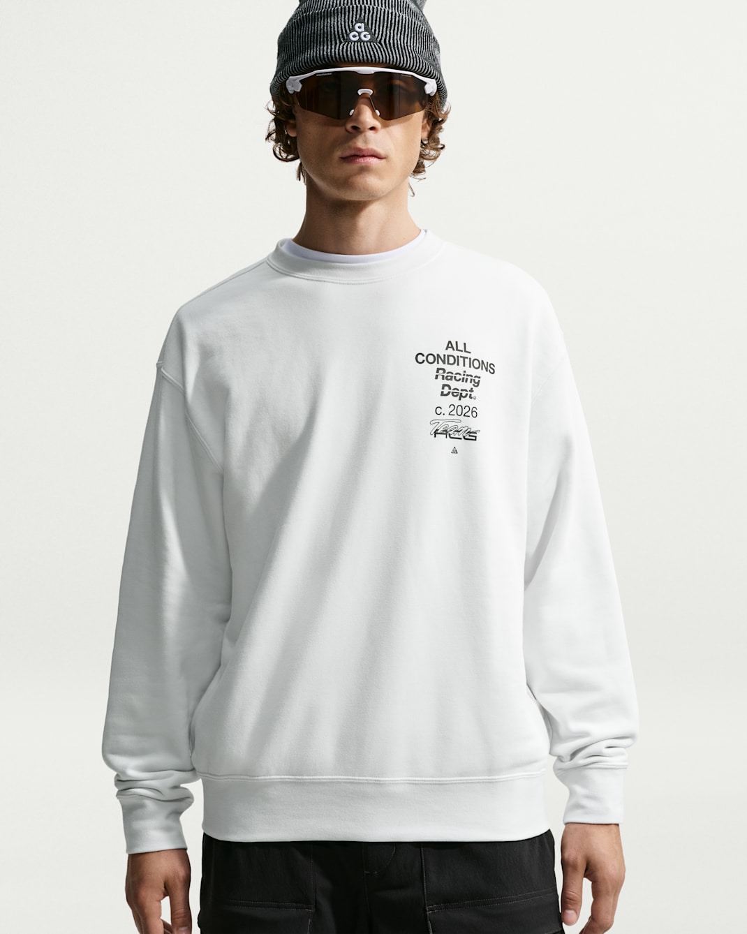 ACG 'Tuff Fleece' Men's Dri-FIT Crew-Neck Sweatshirt - Summit White/Black