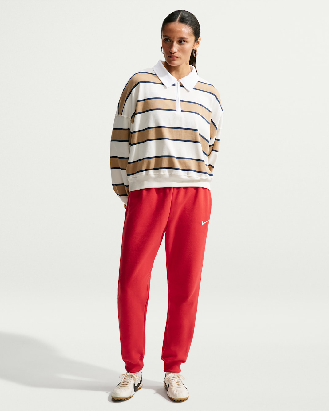 Nike Studio Fleece Medium Weight Women's Mid-Rise Joggers - University Red/Sail
