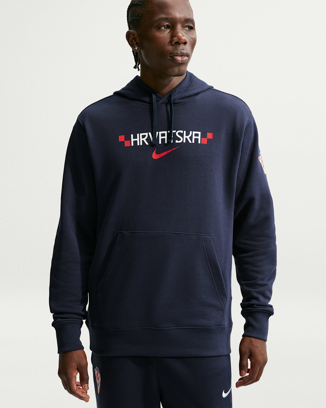 Croatia 2026 Pullover Hoodie Men's Nike Pullover Club Hoodie - Obsidian/White/University Red