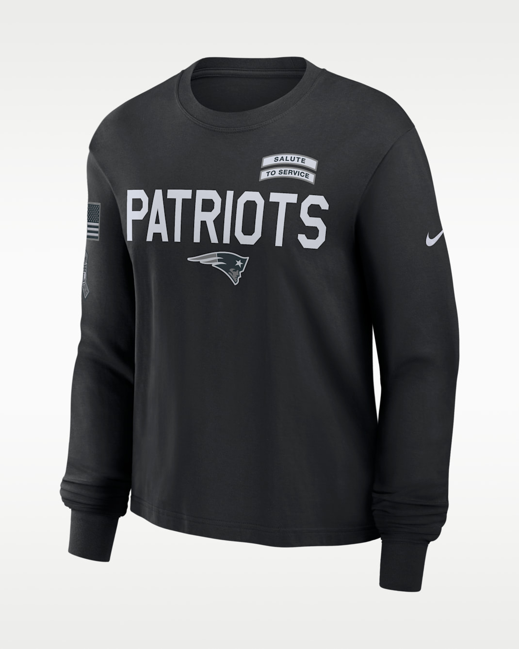 New England Patriots Salute to Service Sideline Women's Nike Dri-FIT NFL Long-Sleeve T-Shirt - Black