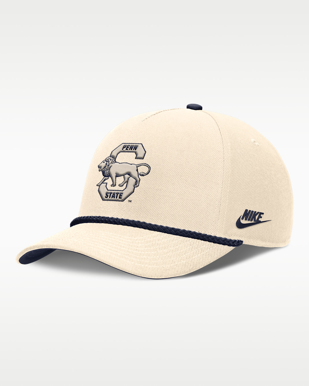 Penn State Legacy Vintage Rope Rise Men's Nike College Adjustable Hat - Natural/Navy/Navy