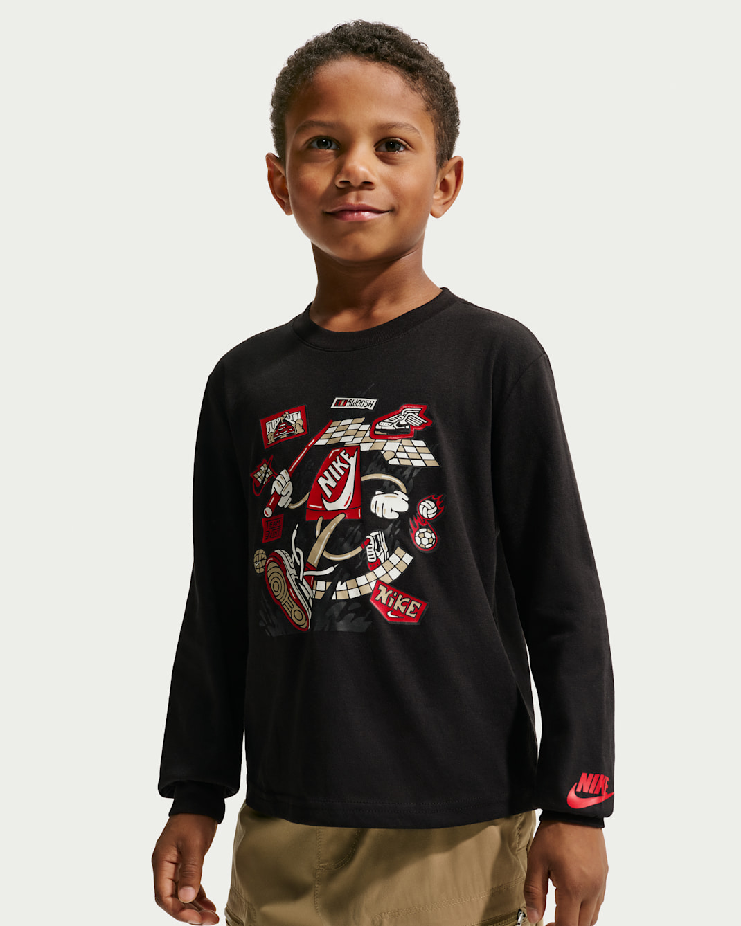 Nike リトルキッズ ボクシー ロングスリーブ Tシャツ - ブラック