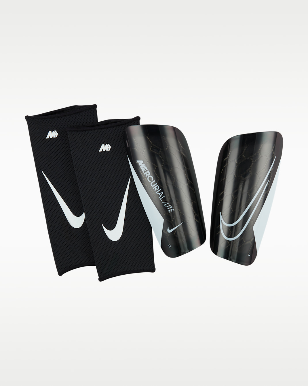 Caneleiras de futexbol Nike Mercurial Lite - Preto/Preto/Branco