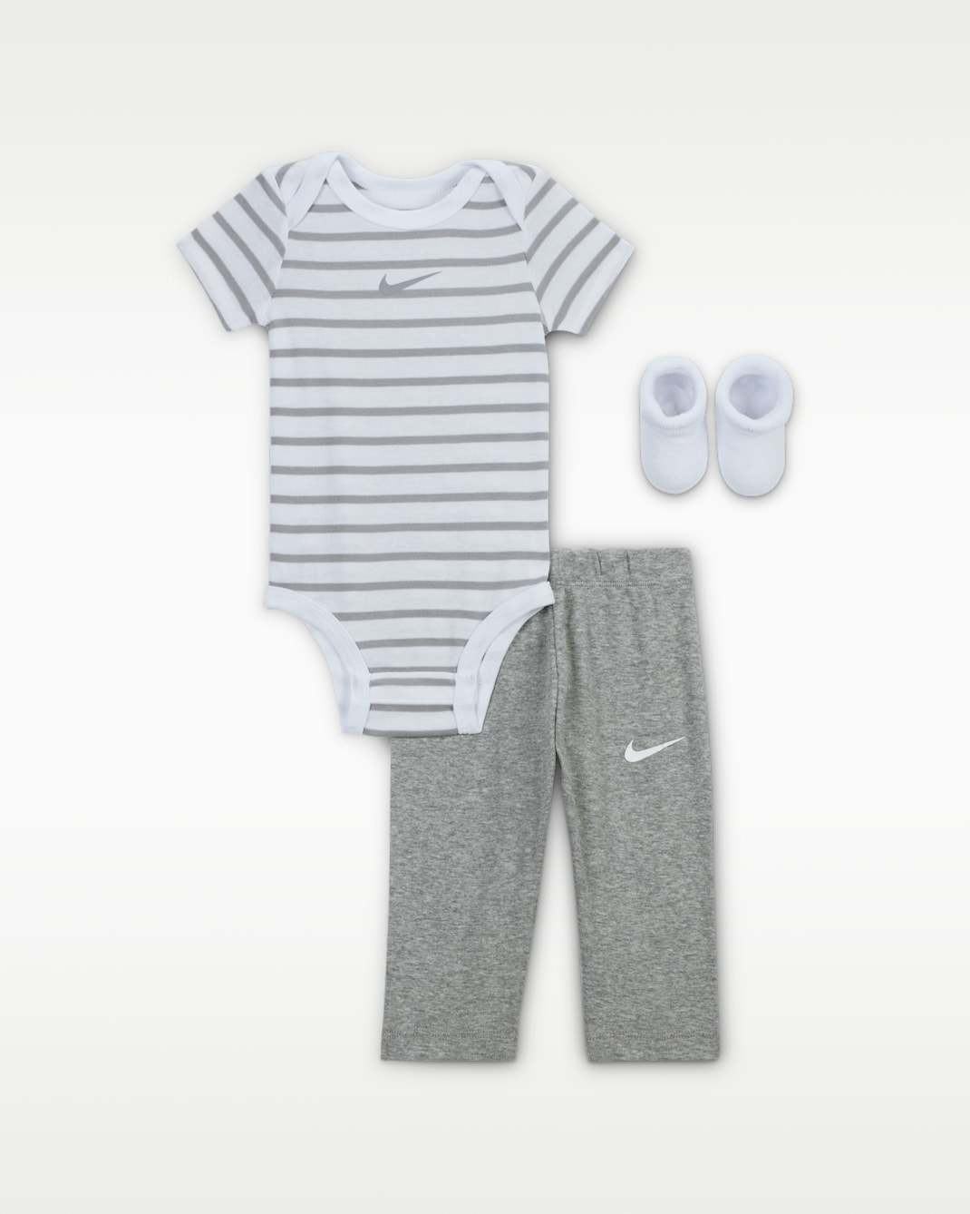 Nike Baby Bodysuit, Pants, and Terry Socks 3-Piece Set - Dark Grey Heather