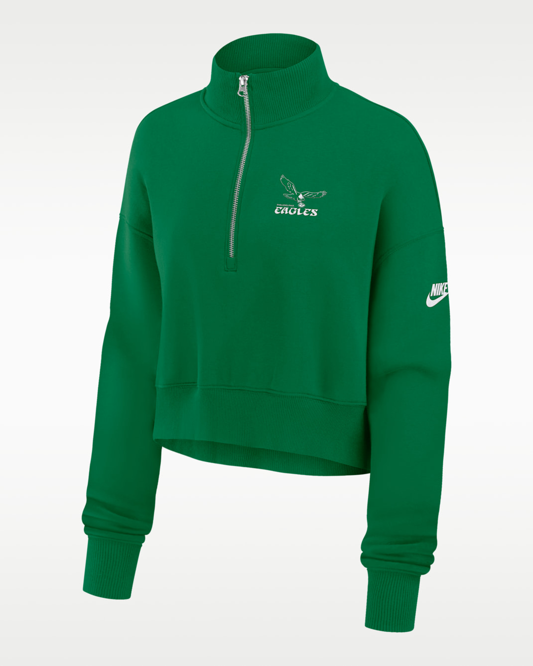 Sudadera de cuello redondo Nike de la NFL cropped de cierre de 1/4 para mujer Philadelphia Eagles Phoenix - Verde