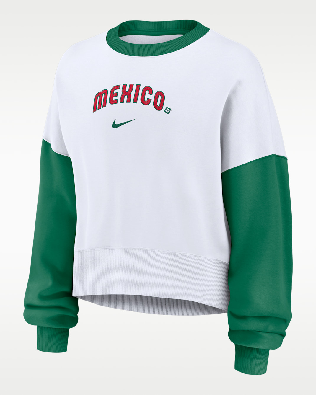Mexico National Baseball Team 2026 World Baseball Classic Women's Nike Pullover Crew - White/Kelly Green