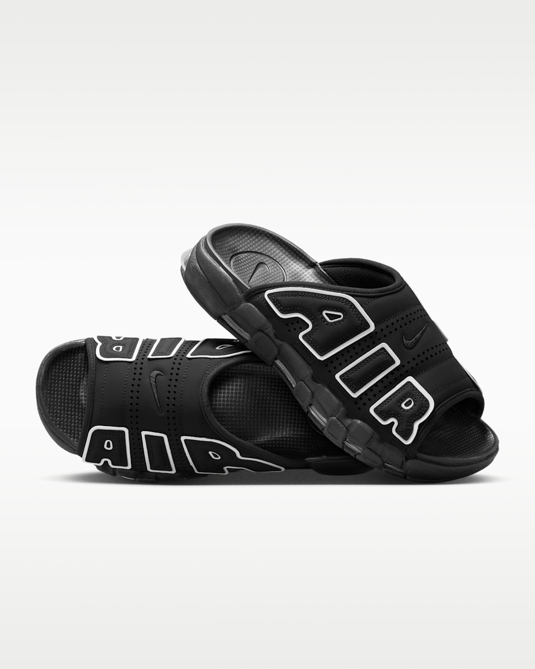 Nike Air More Uptempo Men's Slides - Black/Black/Clear/White