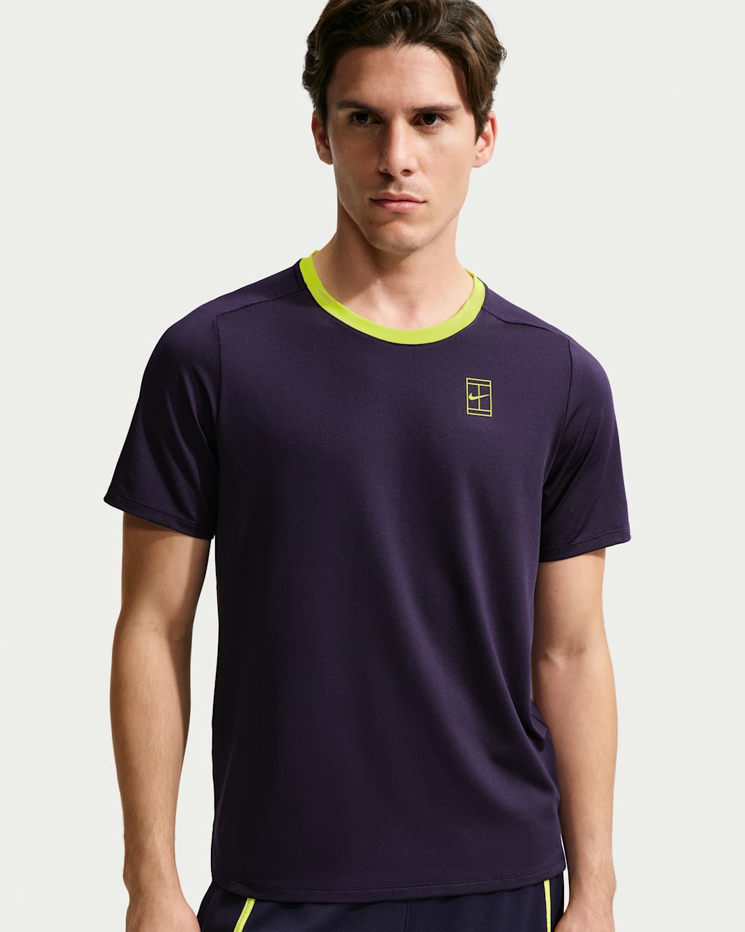 NikeCourt Advantage Men's Dri-FIT Tennis Top - Purple Dynasty/Lemon Venom/Lemon Venom