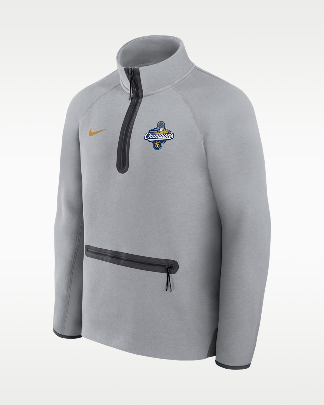 Milwaukee Brewers 2026 World Series Champions Tech Fleece Men's Nike MLB 1/2-Zip Top - Grey