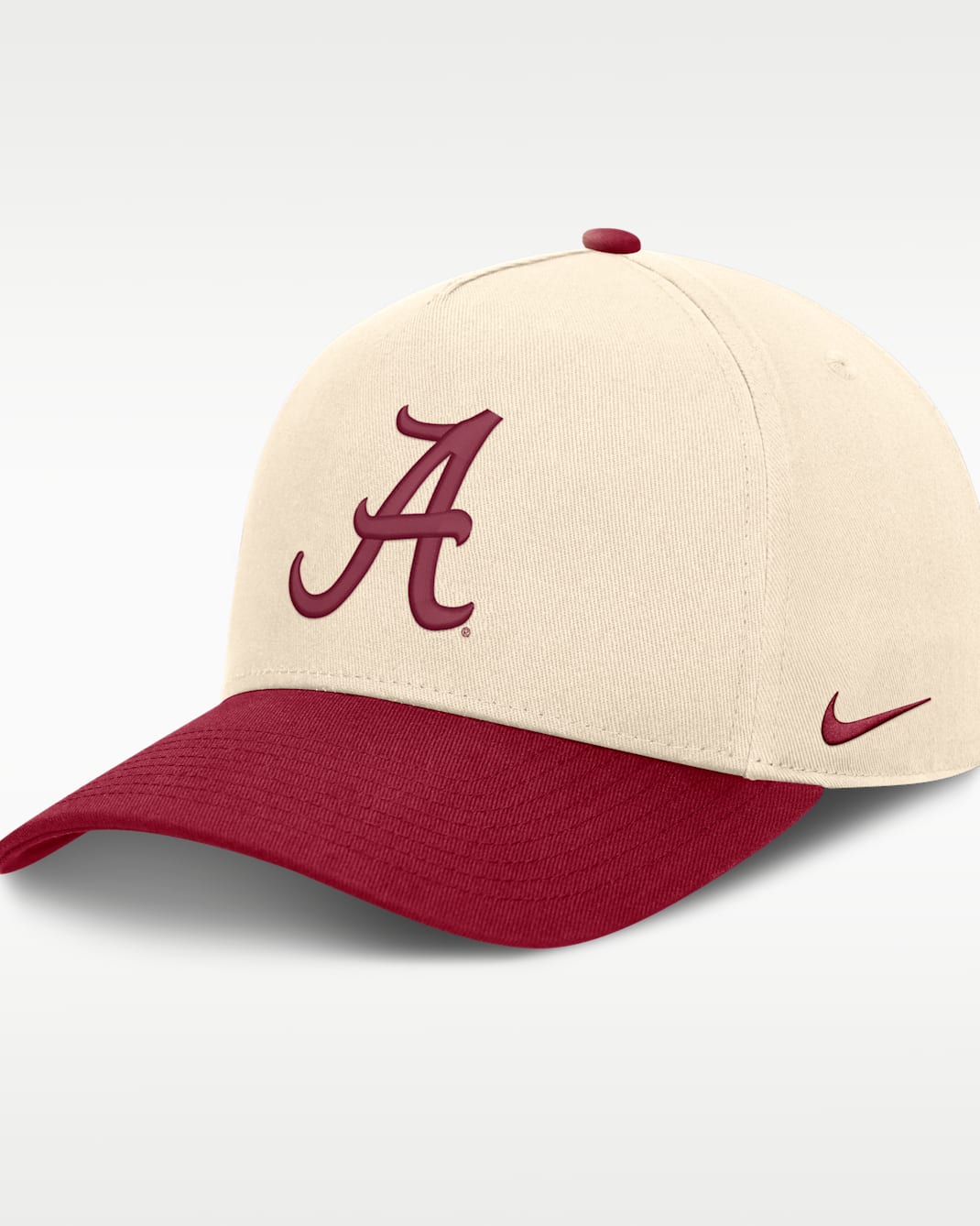 Alabama Campus Prep Rise Men's Nike College A-Frame Adjustable Hat - Natural/Crimson
