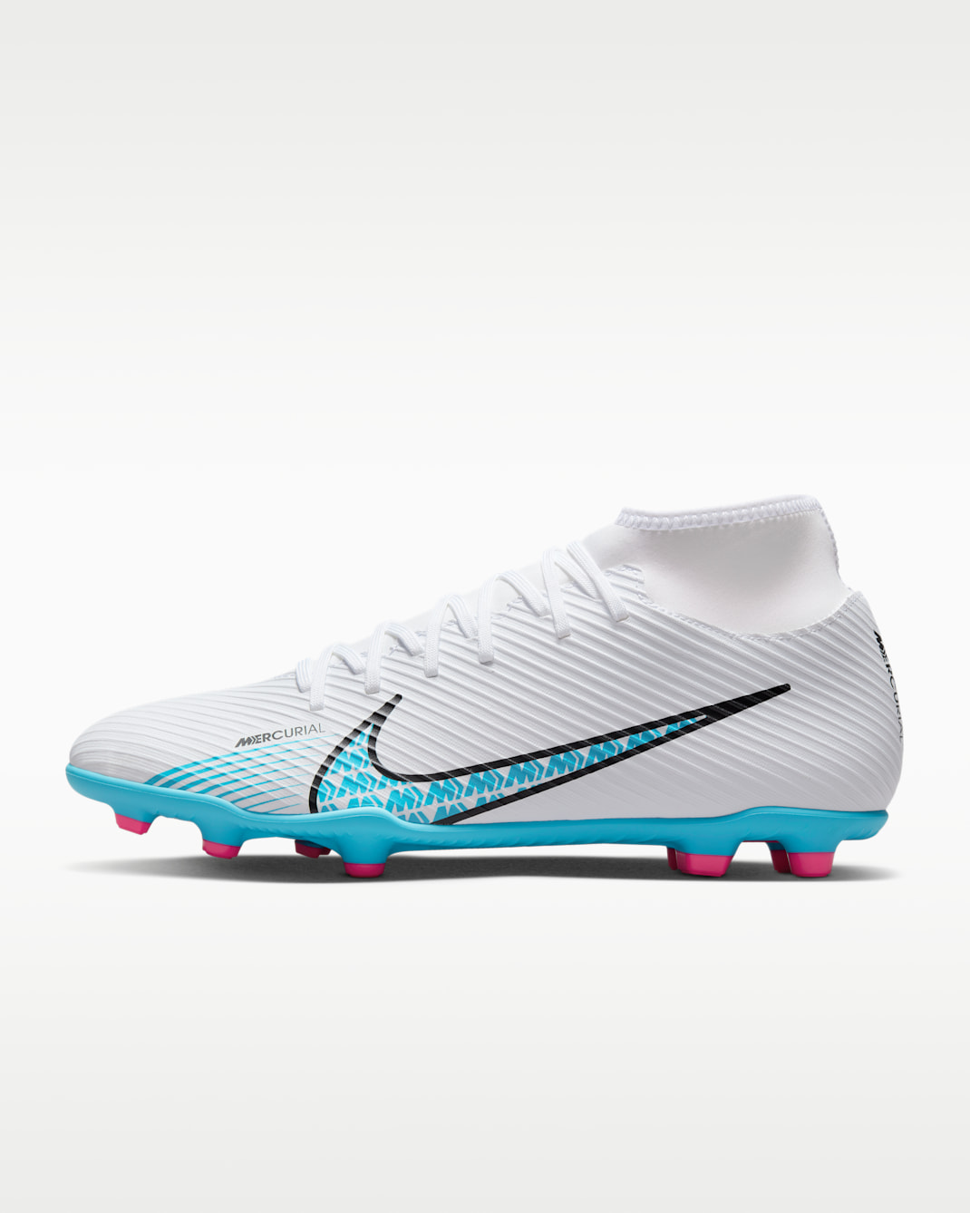 Nike Mercurial Superfly 9 Club Multi-Ground High-Top Football Boot - White/Pink Blast/Baltic Blue