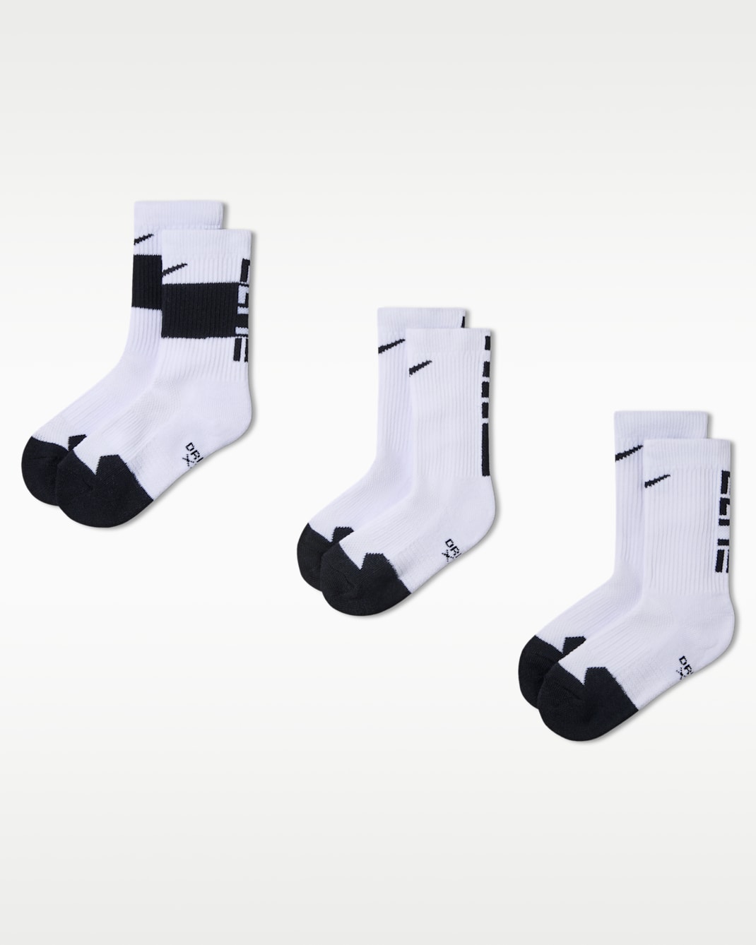 Nike Dri-FIT Elite Little Kids' Crew Socks (3 Pairs) - White