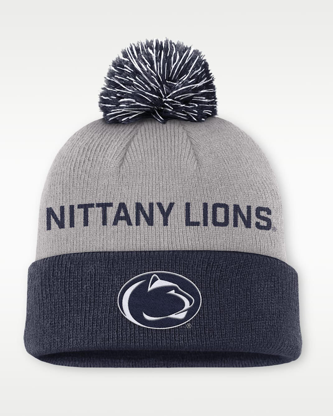 Penn State Primetime Peak Men's Nike College Cuffed Pom Beanie - Grey