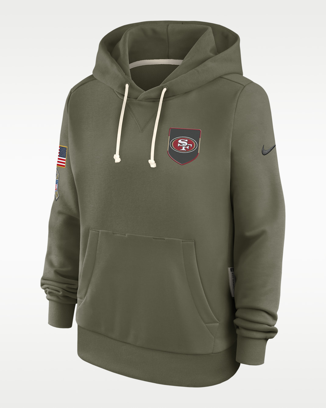 San Francisco 49ers Salute to Service Sideline Women's Nike Dri-FIT NFL Pullover Hoodie - Olive