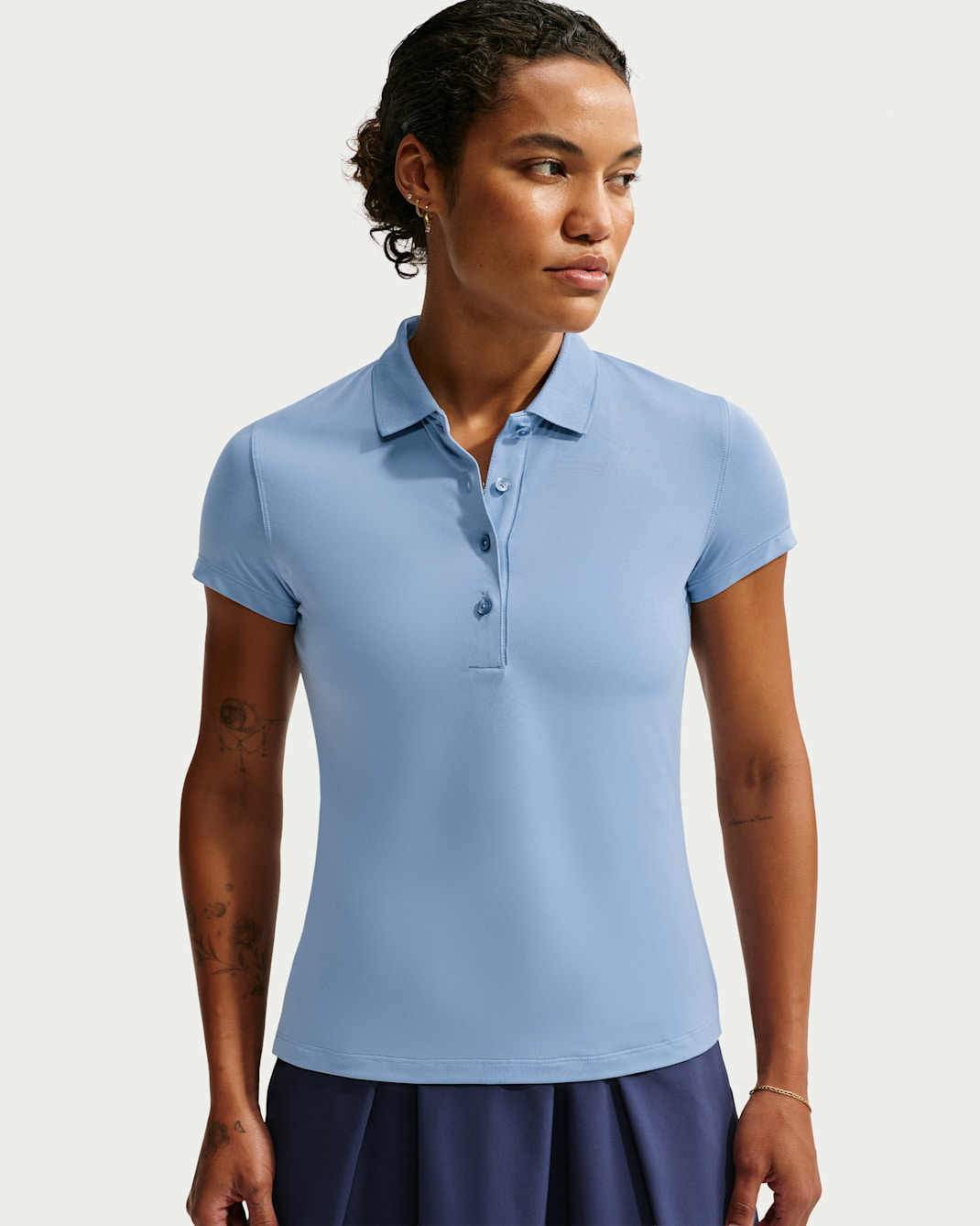 Nike Golf Club Women's Dri-FIT UV Short-Sleeve Golf Polo - Work Blue/White