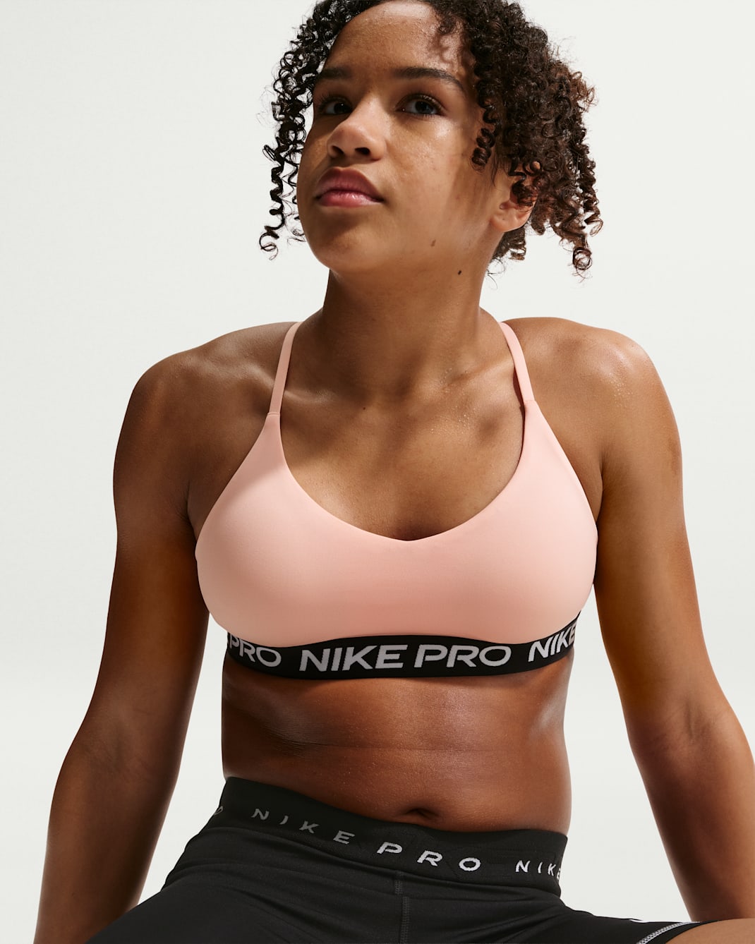 Nike Pro Older Kids' (Girls') Indy Bra - Arctic Orange/Black/White