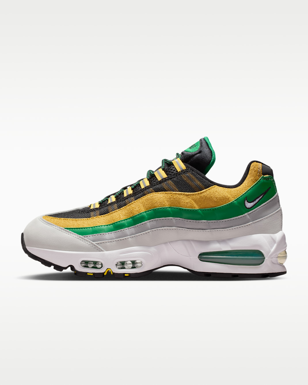 Tenis para hombre Air Max 95 Big Bubble x Norfolk State - Negro/Verde cancha/Oro medio oeste/Blanco