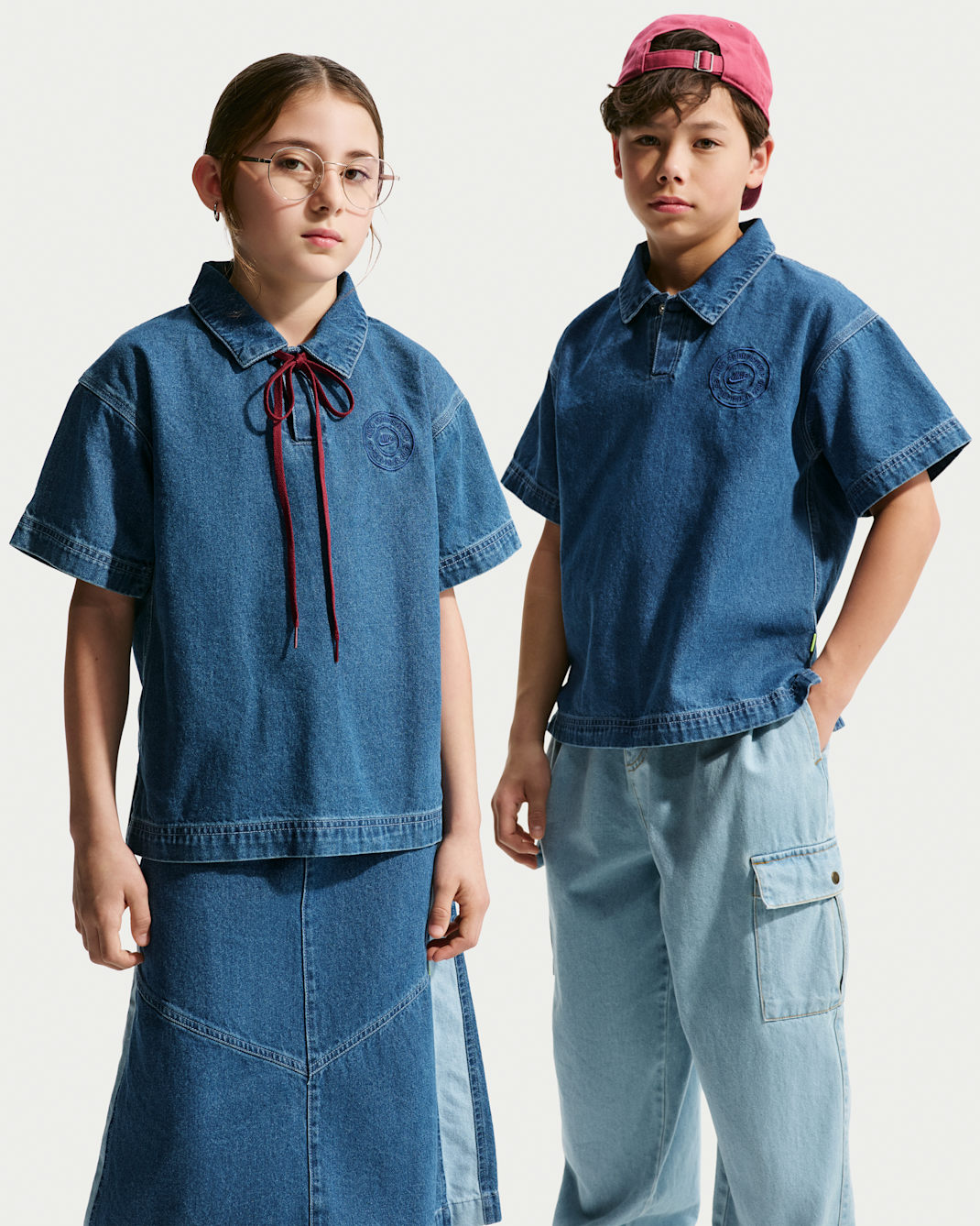 Nike スポーツウェア コレクション ジュニア デニム ショートスリーブ ポロ - ミスティックネイビー/ミスティックネイビー/エーゲストーム/コースタルブルー