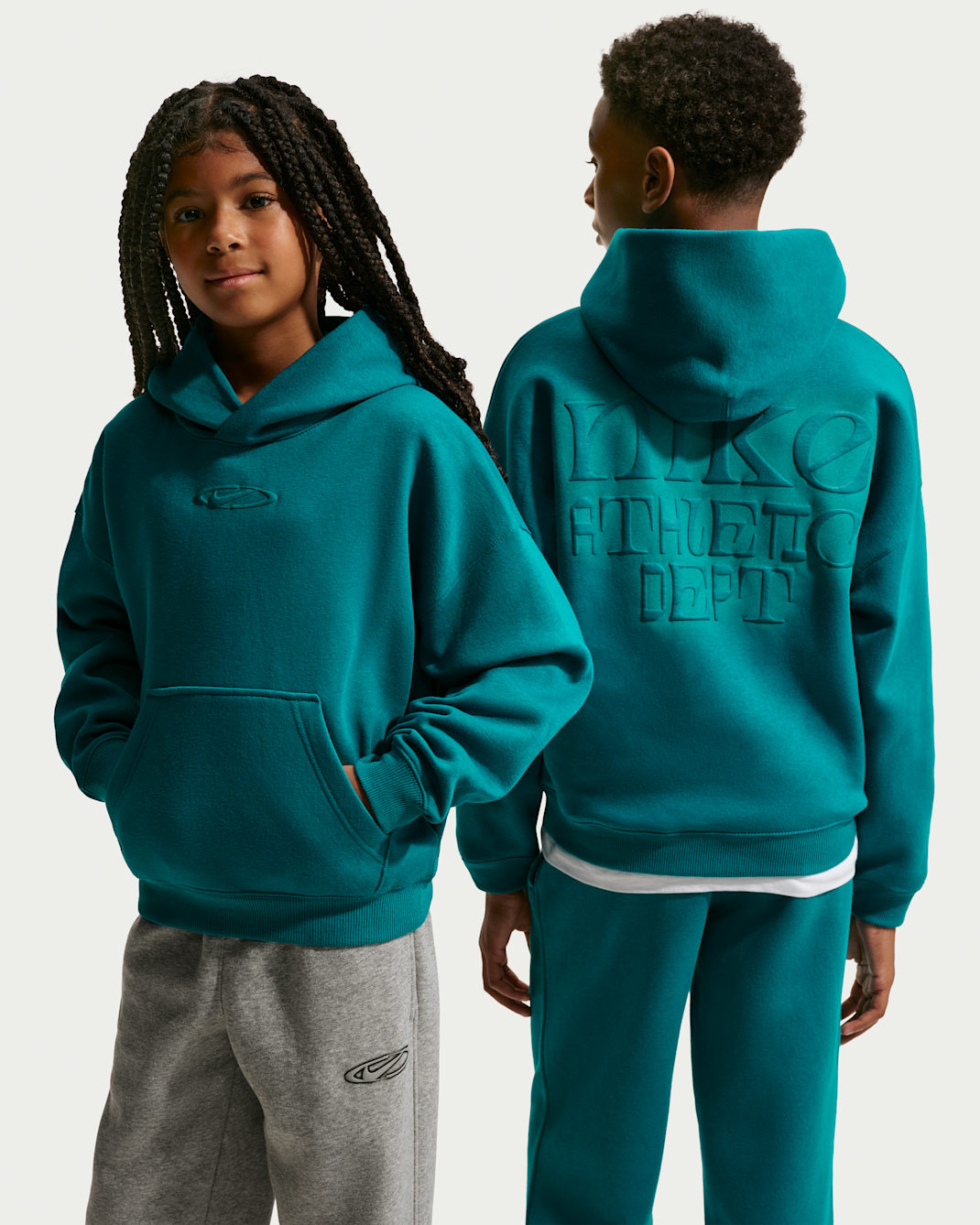 Nike Sportswear Club Fleece Big Kids' Oversized Hoodie - Bright Spruce/Energy/Bright Spruce