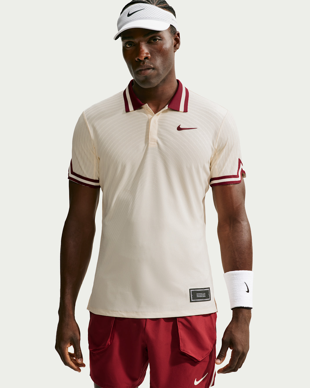 NikeCourt Slam Men's Aero-FIT Tennis Polo - Pale Ivory/Team Red