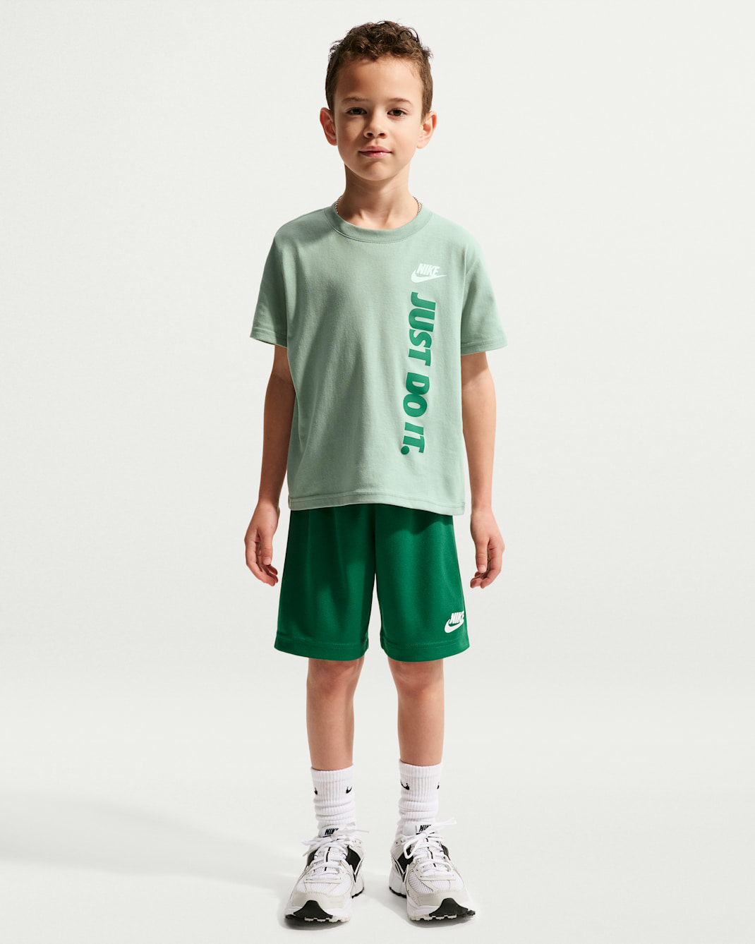 Nike Sportswear Little Kids' "Just Do It" Graphic T-Shirt and Mesh Shorts Set - Malachite